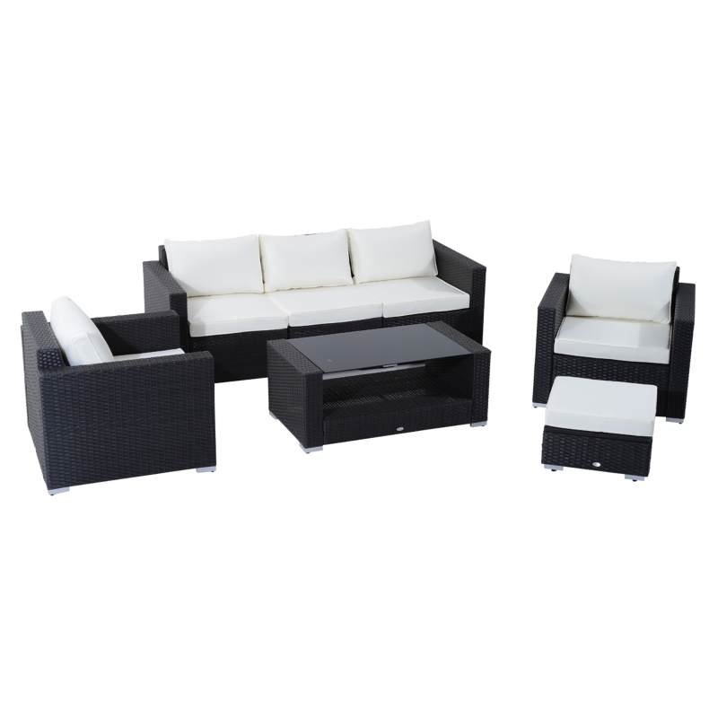 7Pc Rattan Set Patio Furniture Sofa Table Sectional Wicker