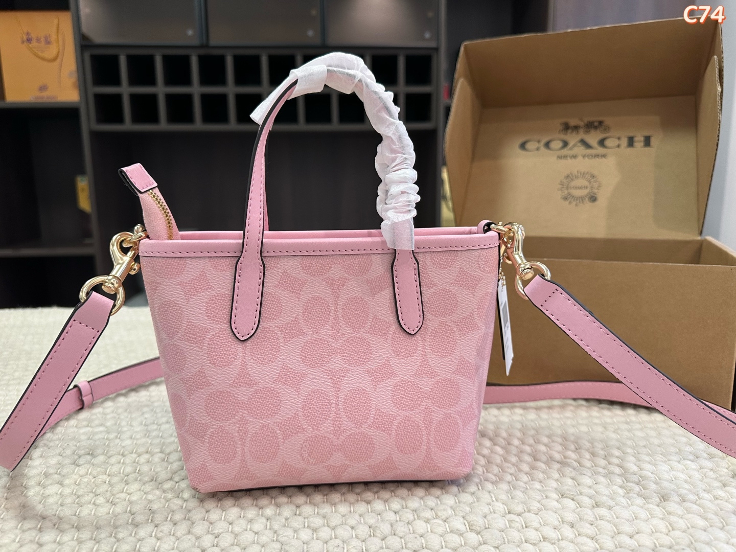 Coach Mini Tote Crossbody Bag with Chain Charms
