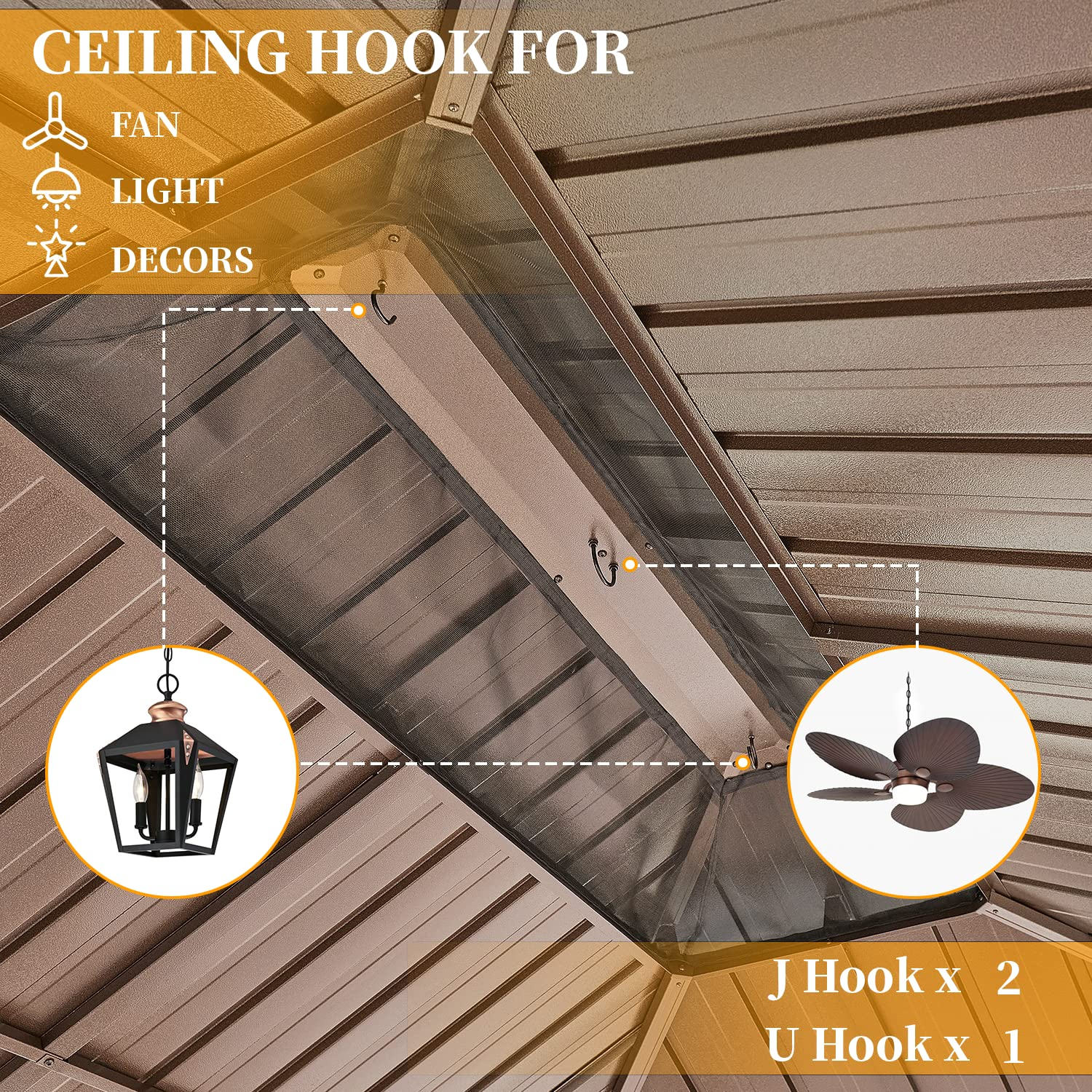 Hardtop Gazebo Galvanized Steel Patio Gazebo Canopy Double Roof
