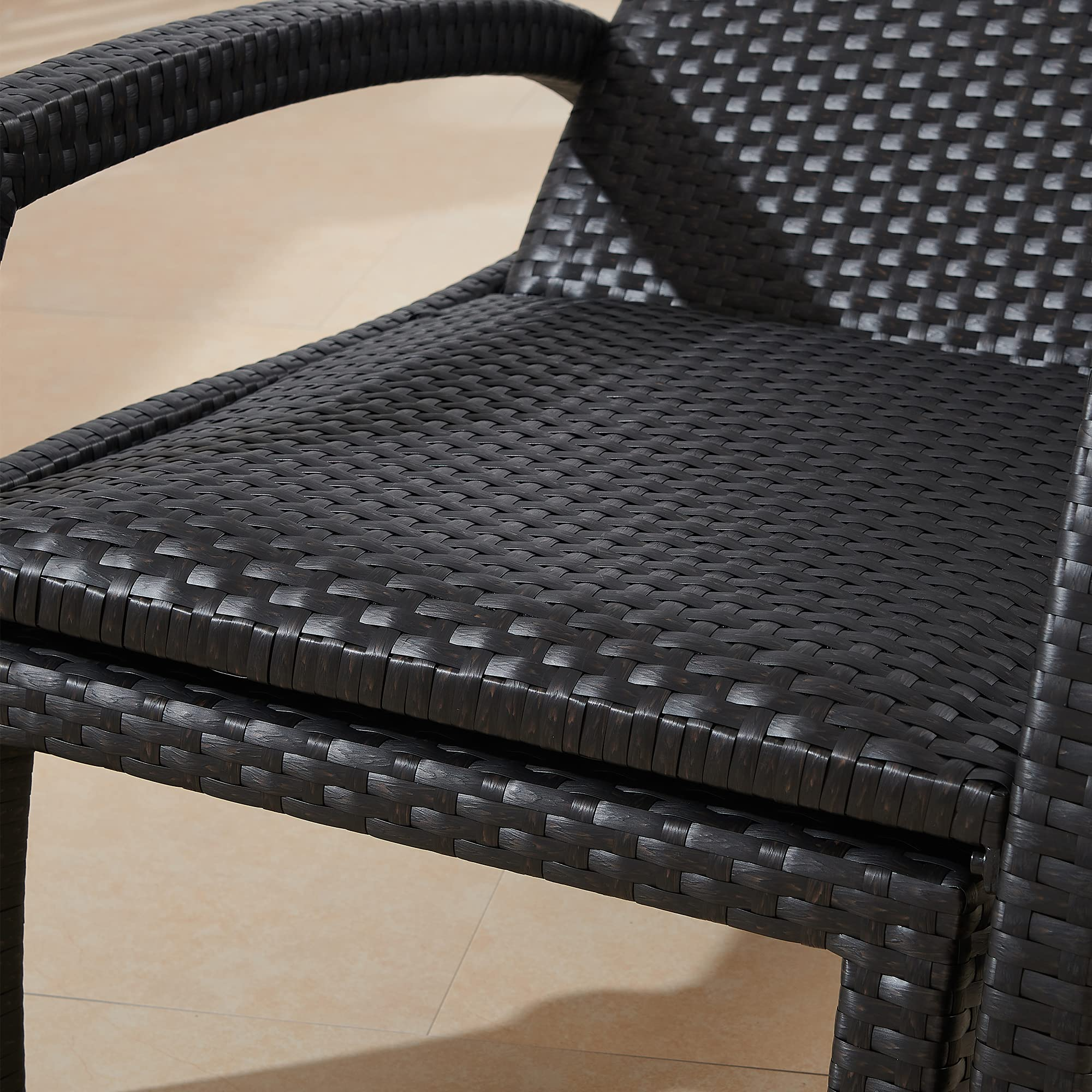 Outdoor Wicker Convertible Chaise Lounge Patio Woven Padded