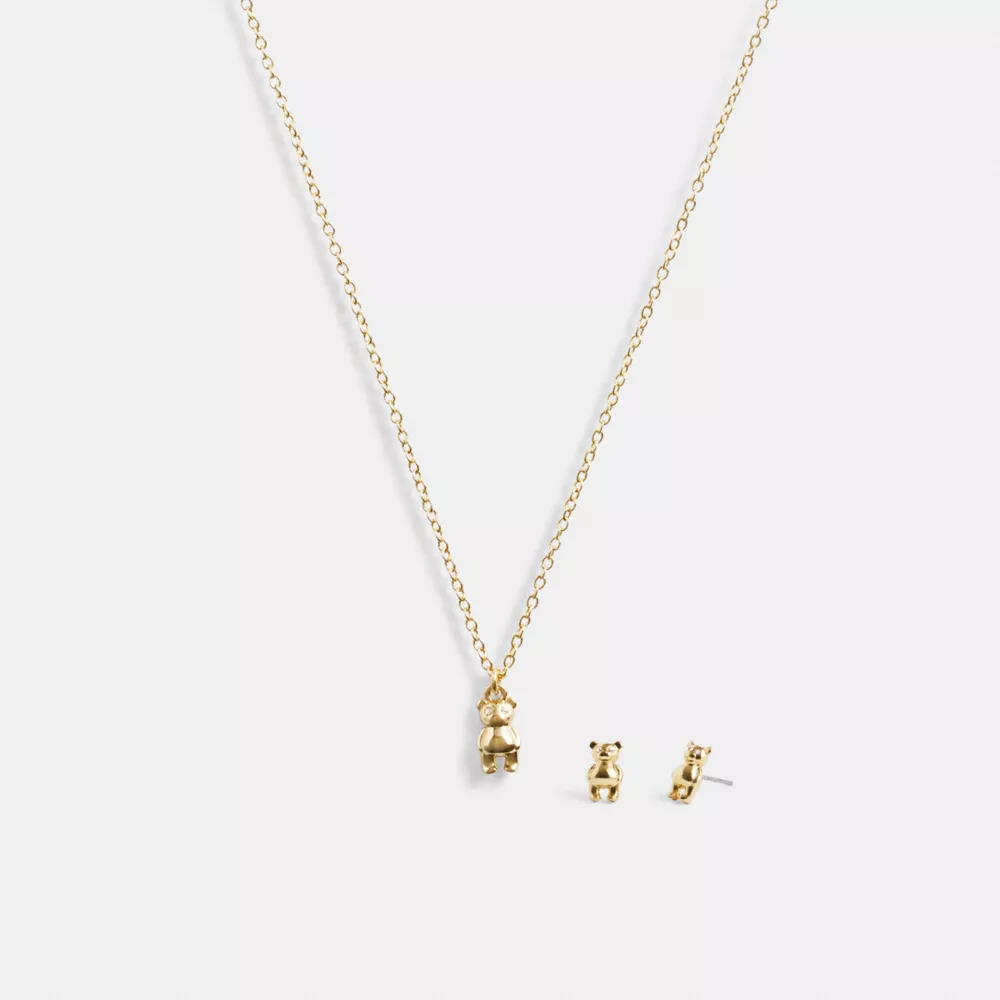 COAthtCH Teddy Bear Earrings And Necklace Set