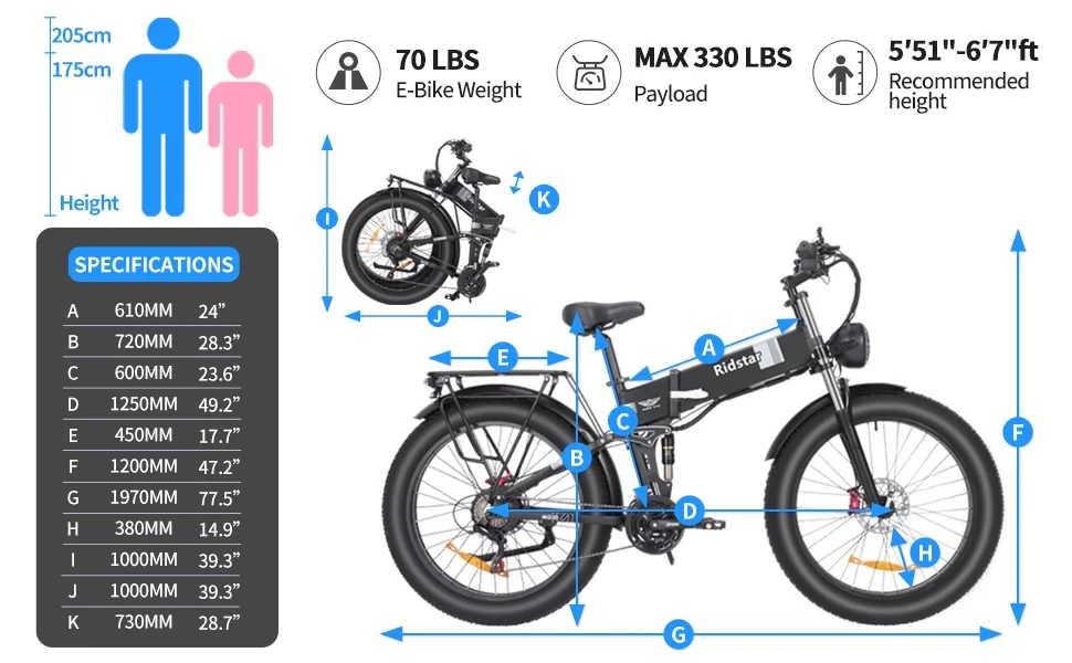 26in Dual Motor Electric Mountain Bike, 3000W Peak, 48V 23Ah