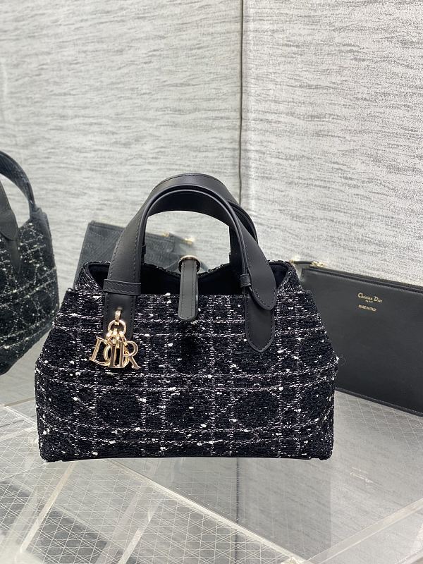 Dior Toujours Tote Bag Small Black Toile