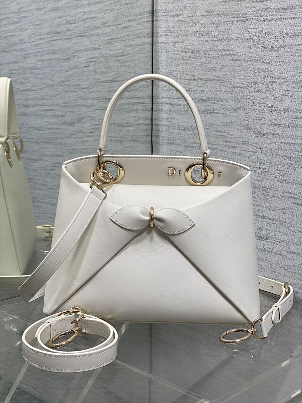 Dior Bow Tote Bag Small White