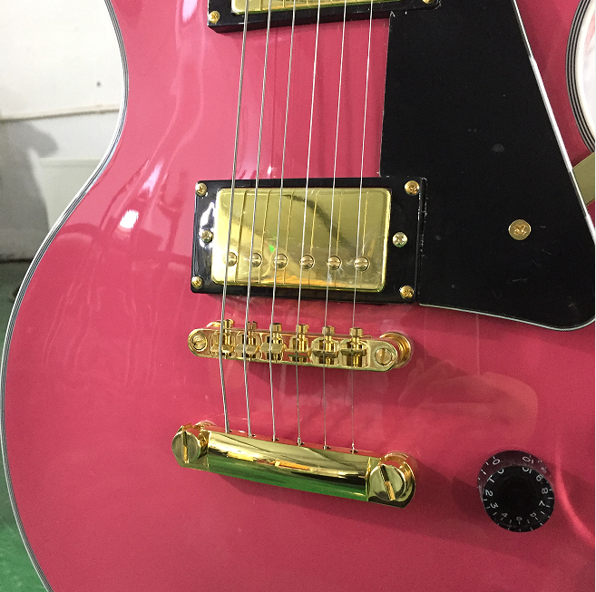 LP Electric Guitar Pink H-H Pickups Gold Hardware Guitar 6 strings Top