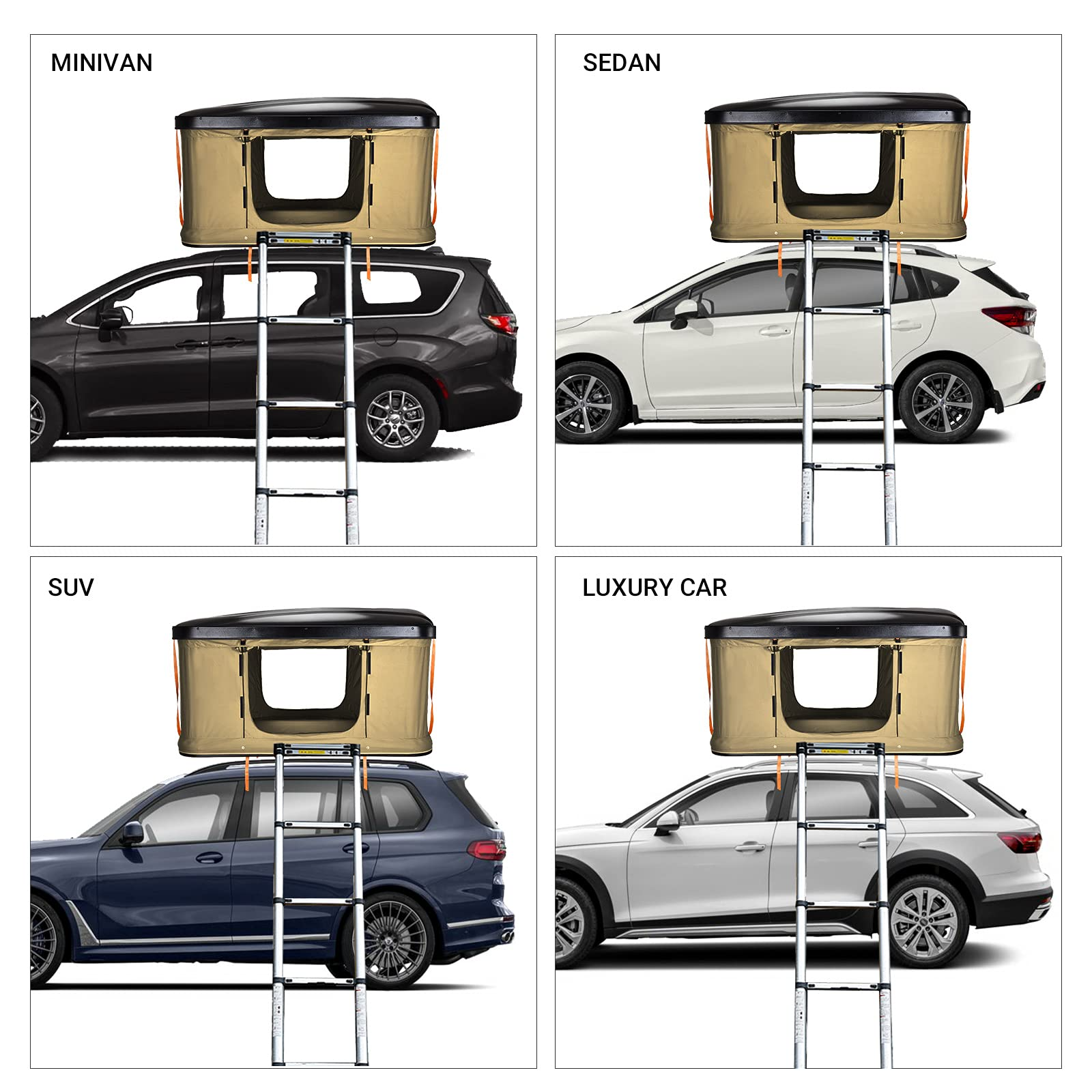 Rooftop Tent Hard Shell Tent for SUV Travel Pop-up Installation