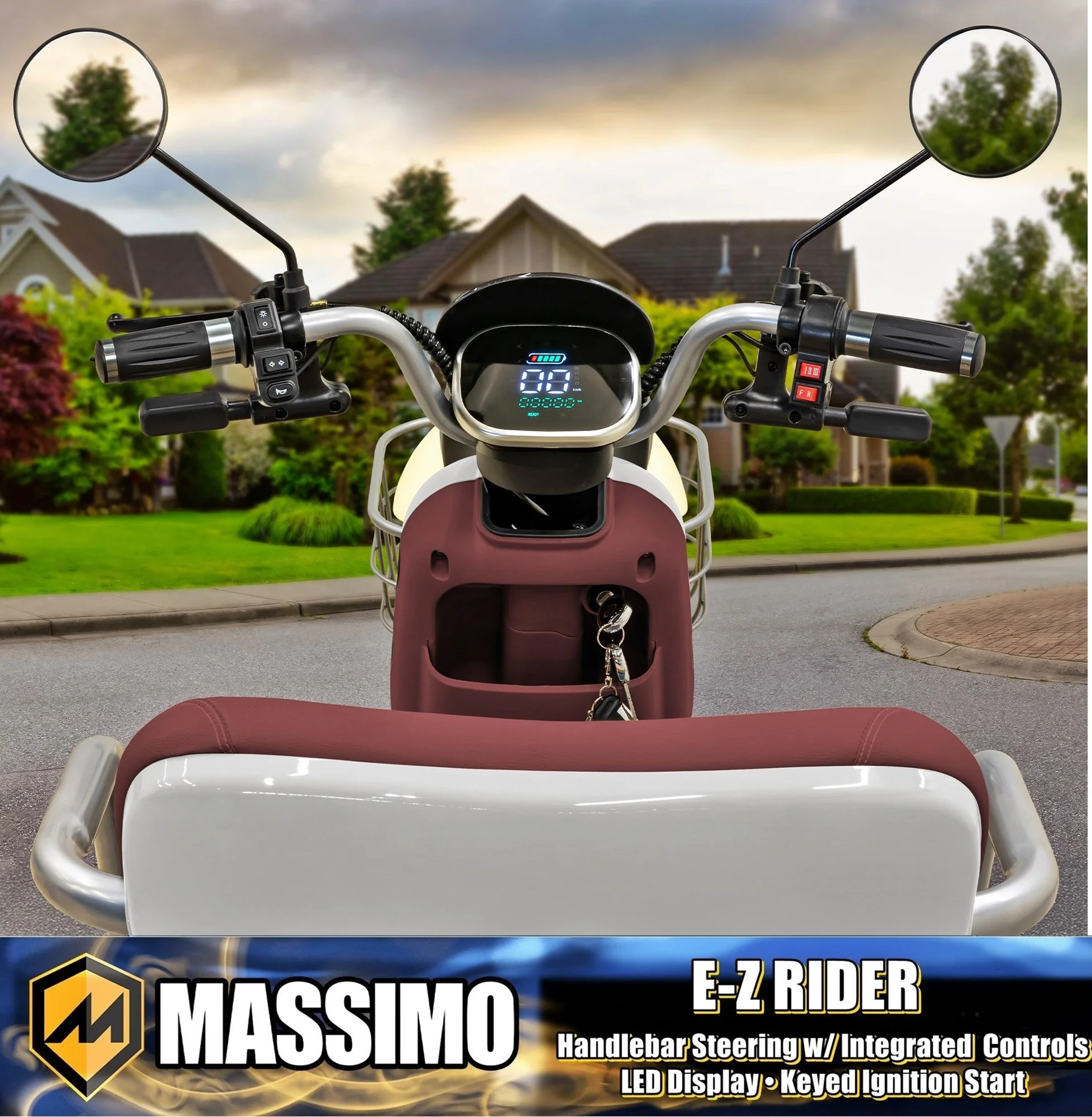 Massimo MGC Two-Seat 3-Wheel Electric Cart, Blue