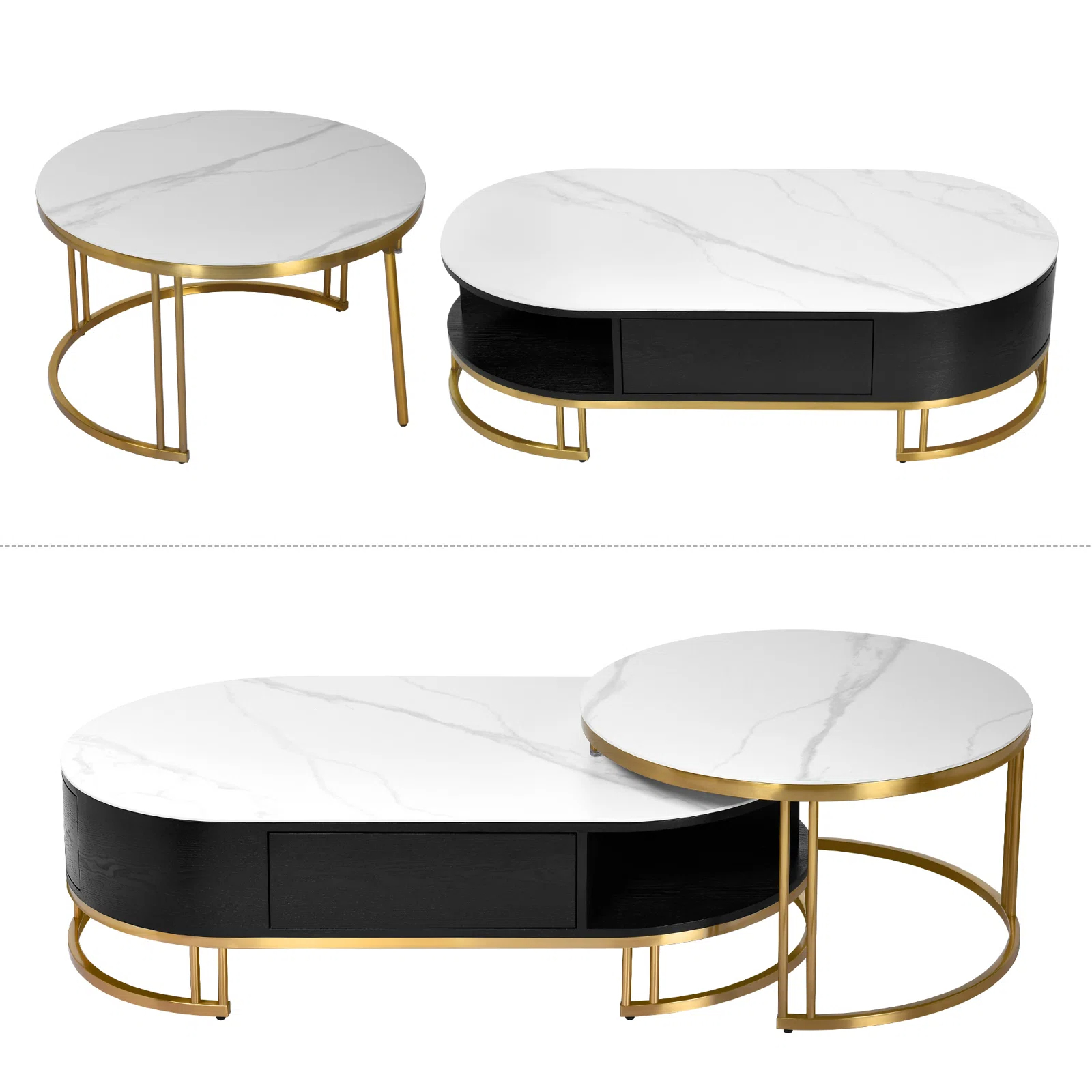 Dessa Sled/Frame 2 Nesting Coffee Tables with Storage