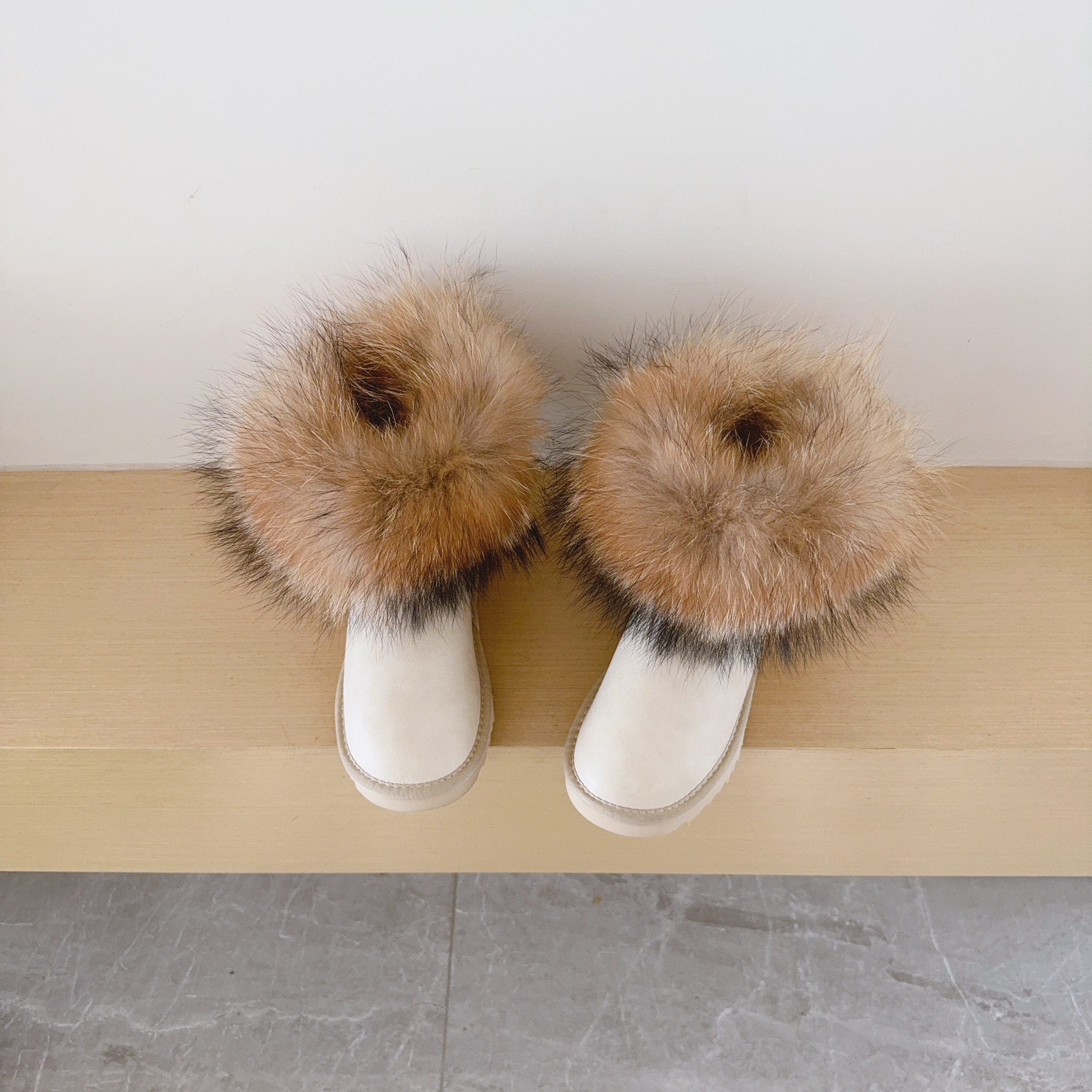 UGG Kids 5854 Genuine Fur Trim Low-Cut Boots