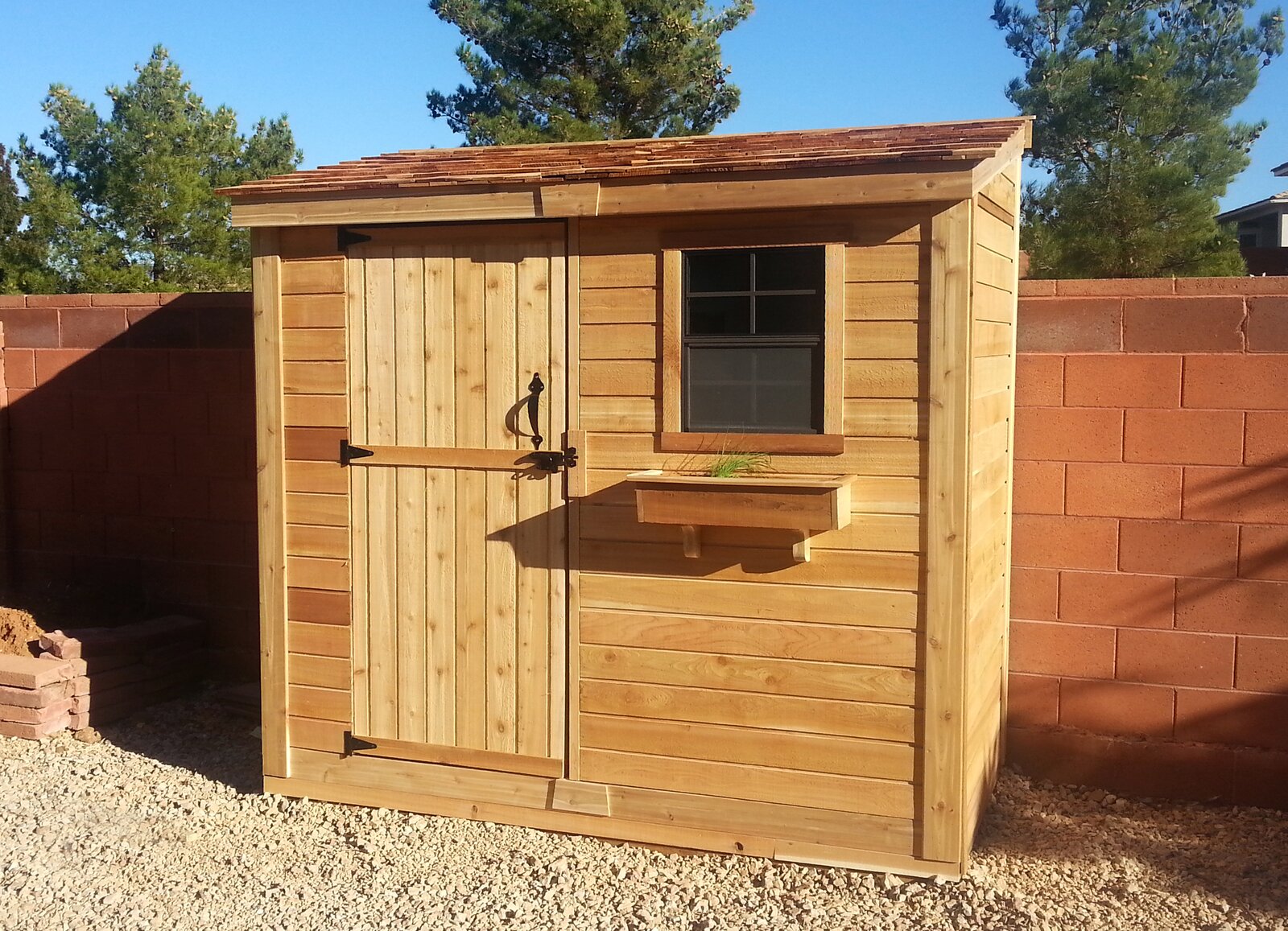 8x4 ft Single Door Cedar Wood Storage Shed