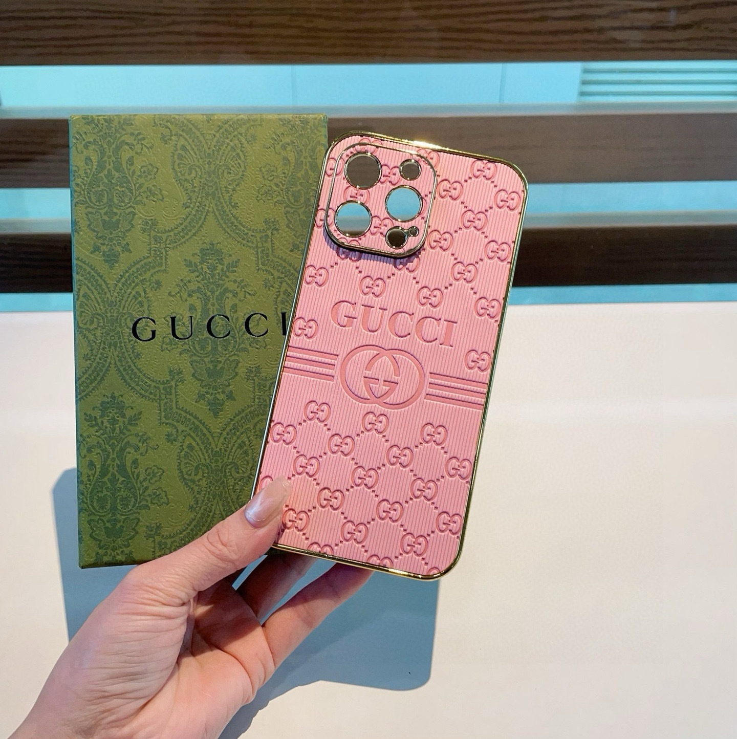 Gucci Electroplated Side Embossed Phone Case | Full Coverage Precision Cutout