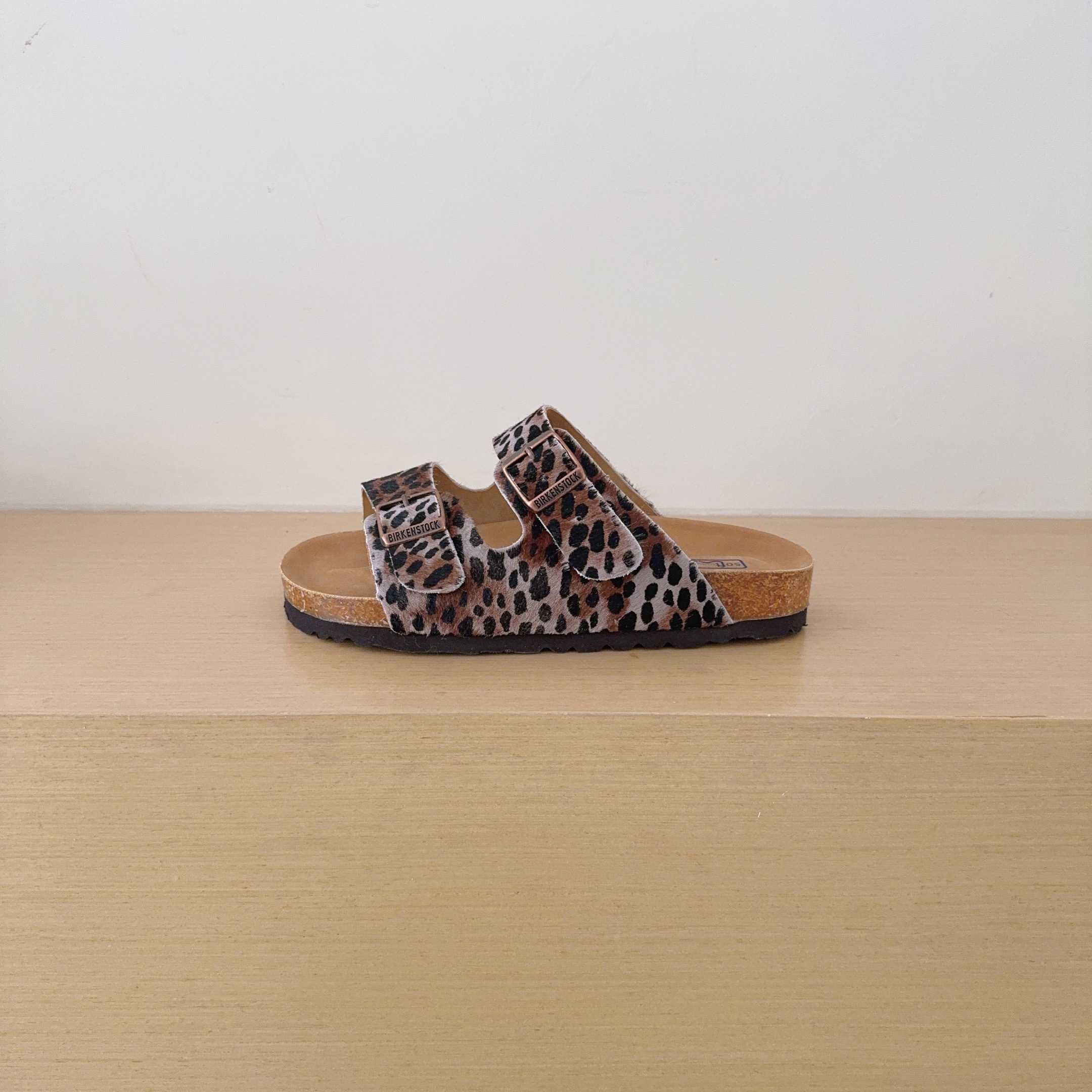 Leopard Print Birken-Style Two-Strap Sandals