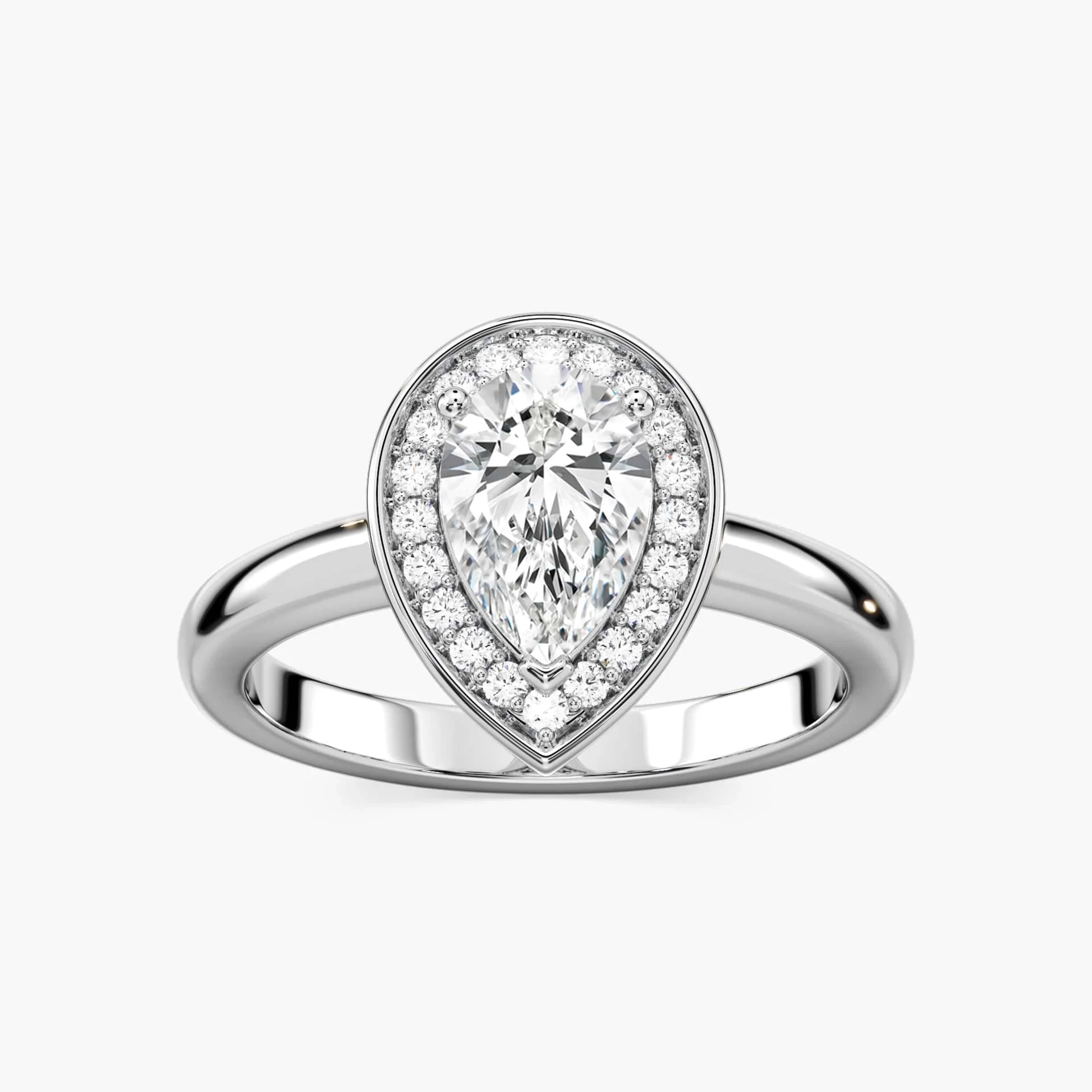 Estelle Pear Lab Grown Diamond Collar Halo Engagement Ring