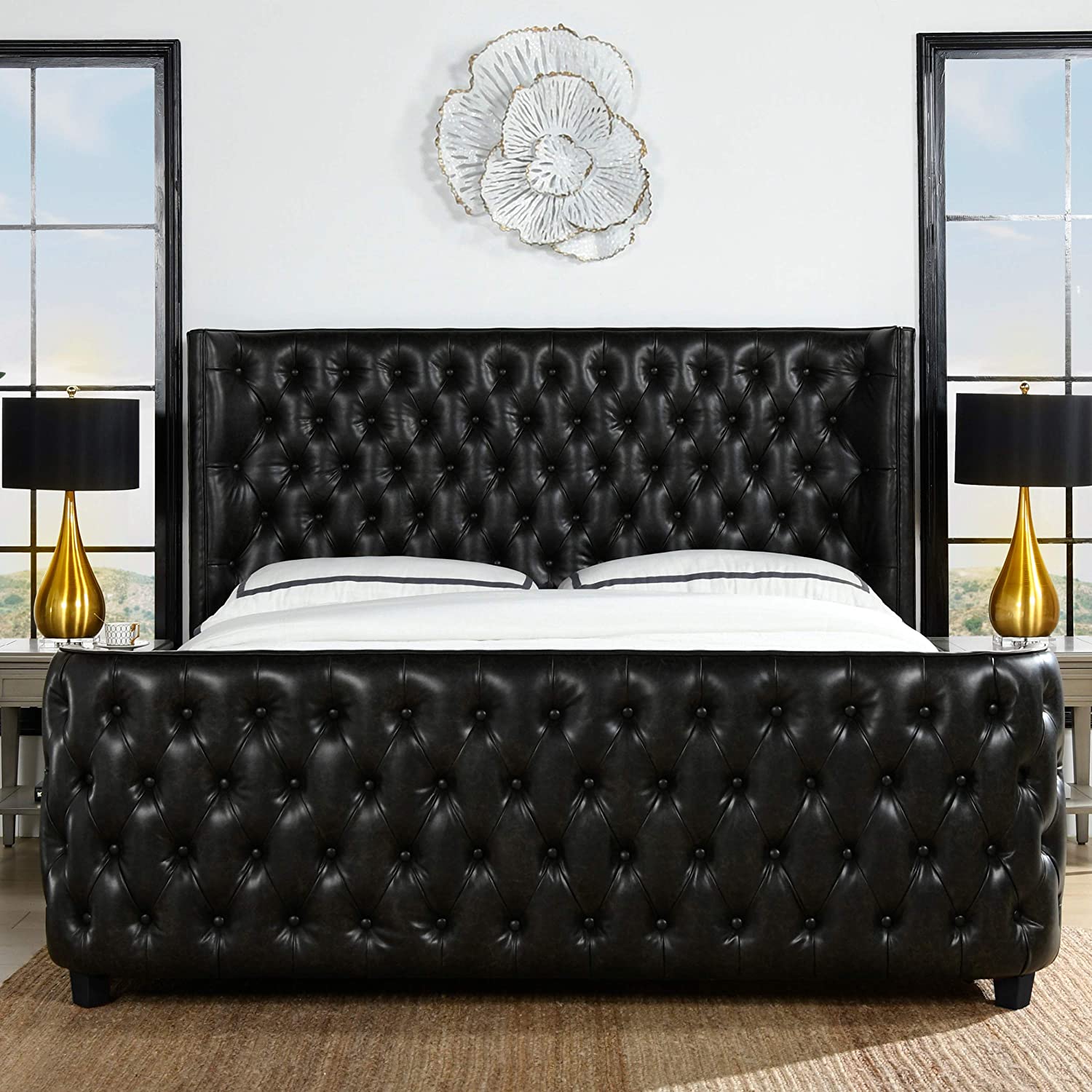 Tufted Panel Bed Headboard and Footboard Set