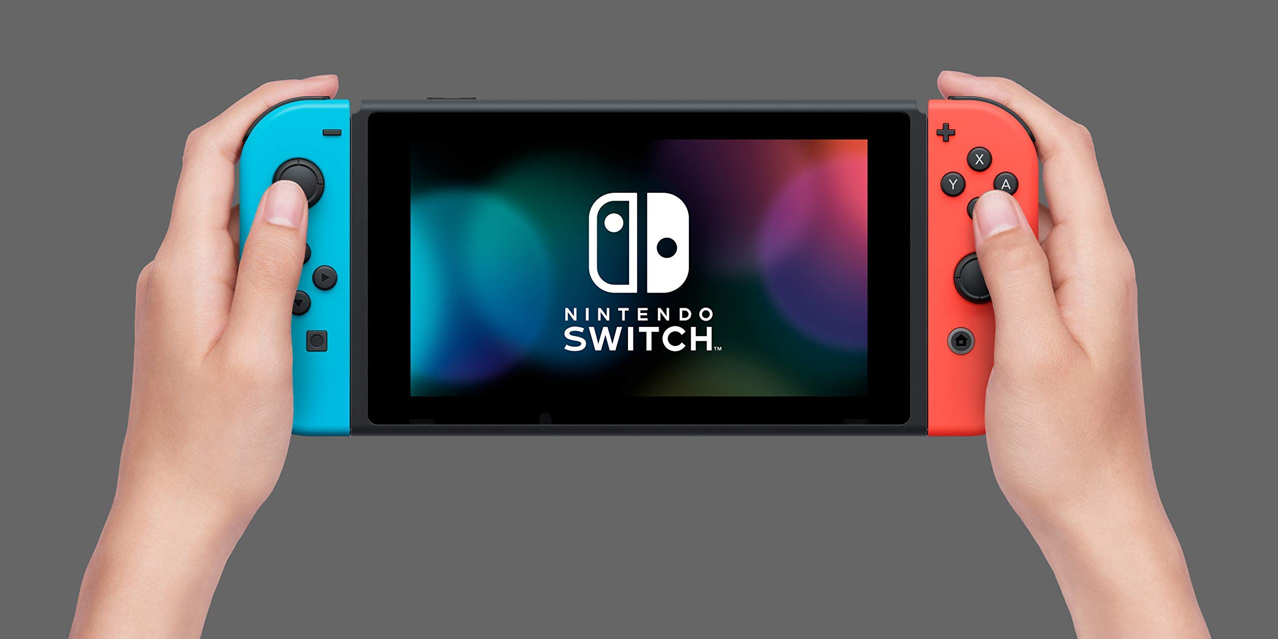 Nintendo Switch with Neon Blue and Neon Red Joy Con –