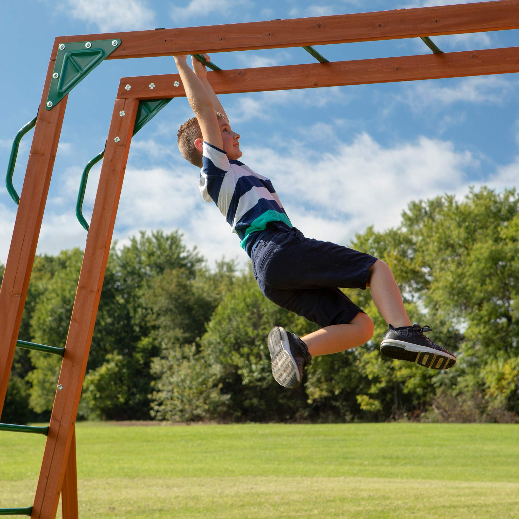 Skyfort II Playground Cedar Wood Swing Set with Playhouse Fort