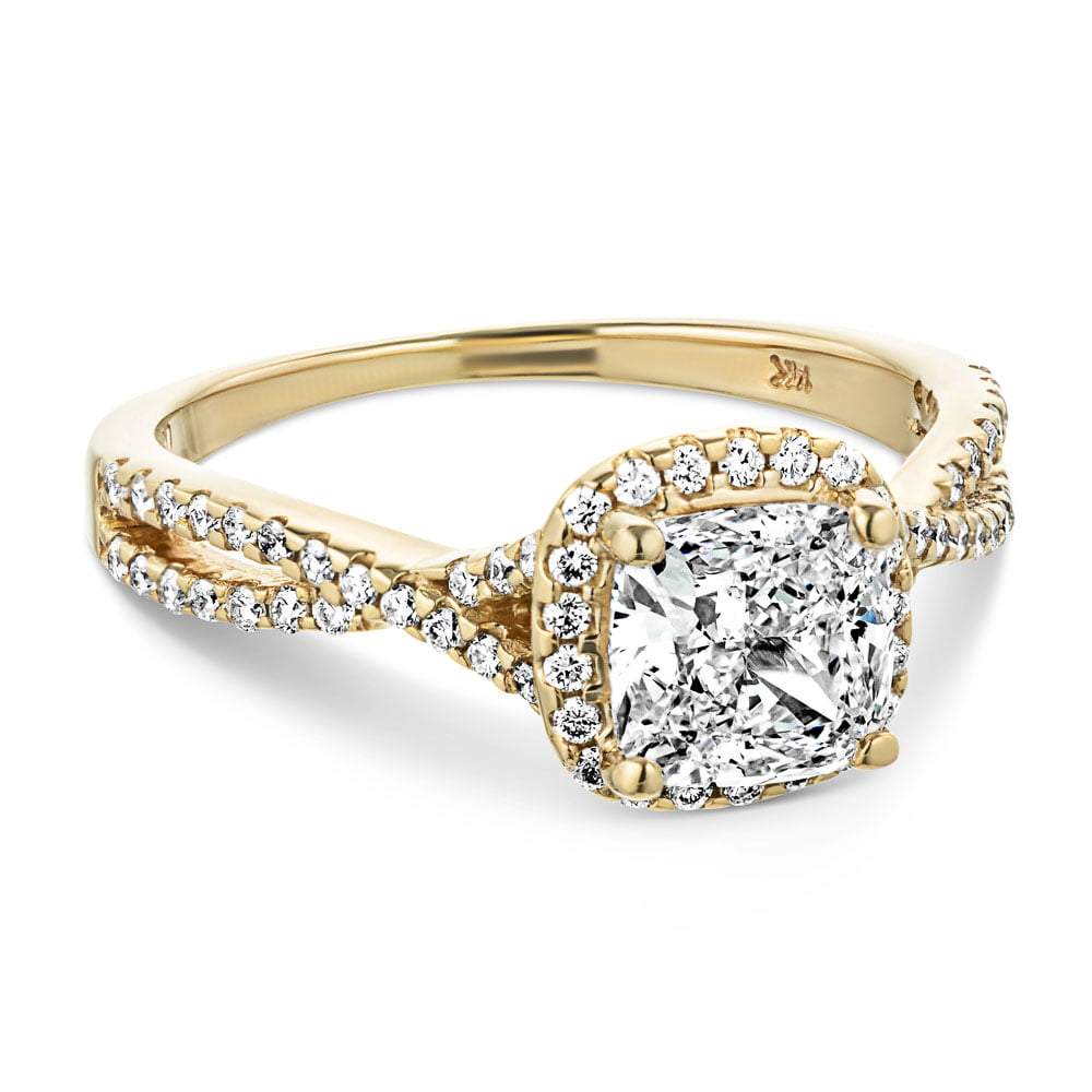 Emily Cushion Lab Grown Diamond Twisted Split Shank Halo Engagement Ring