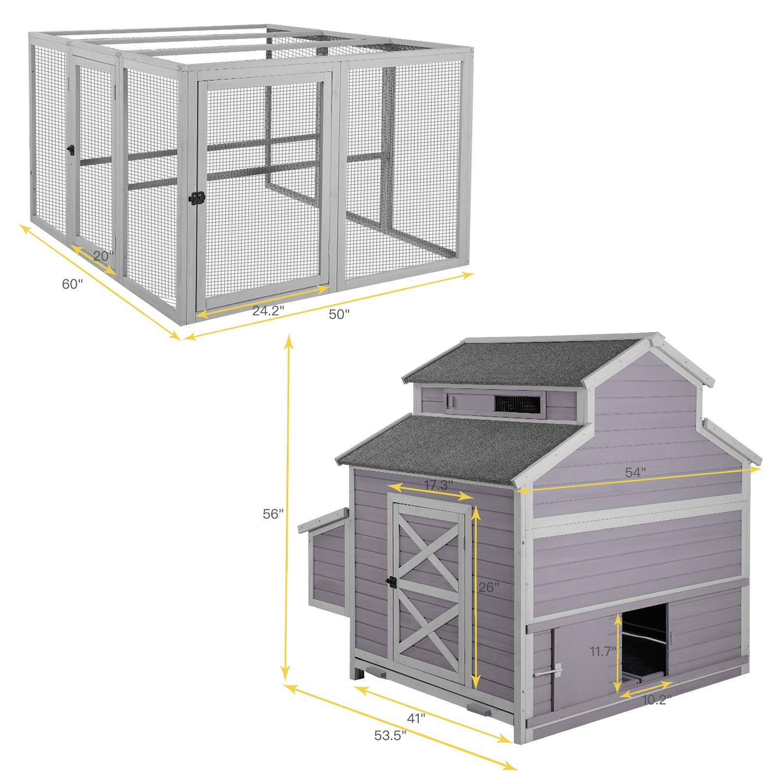 115in Super Large Wooden Chicken Coop Hen House Poultry Cage