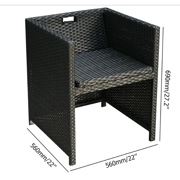 7-Piece Rattan Dining Set Conversation Set with