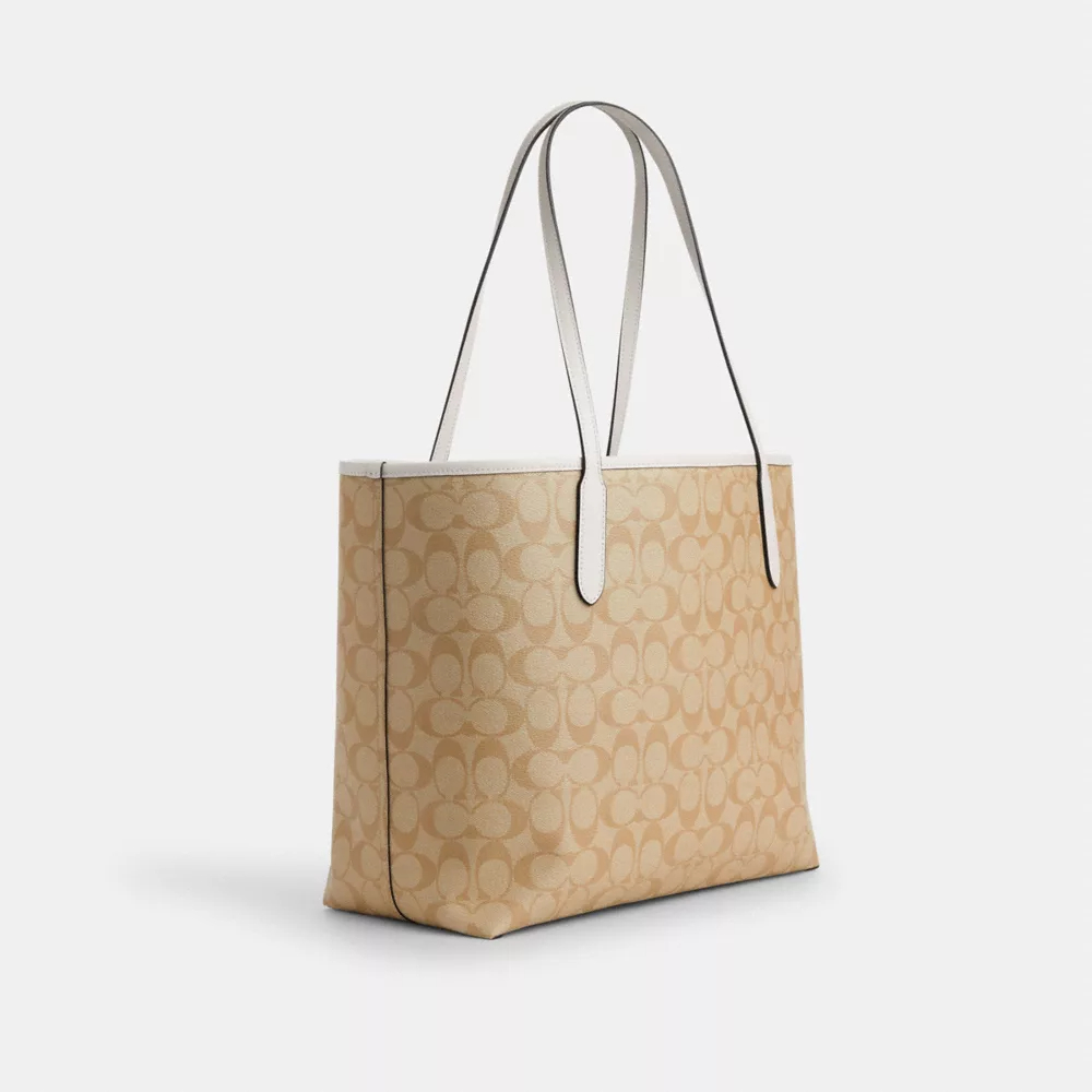 COACH City Tote In Signature Canvas With Heart Print