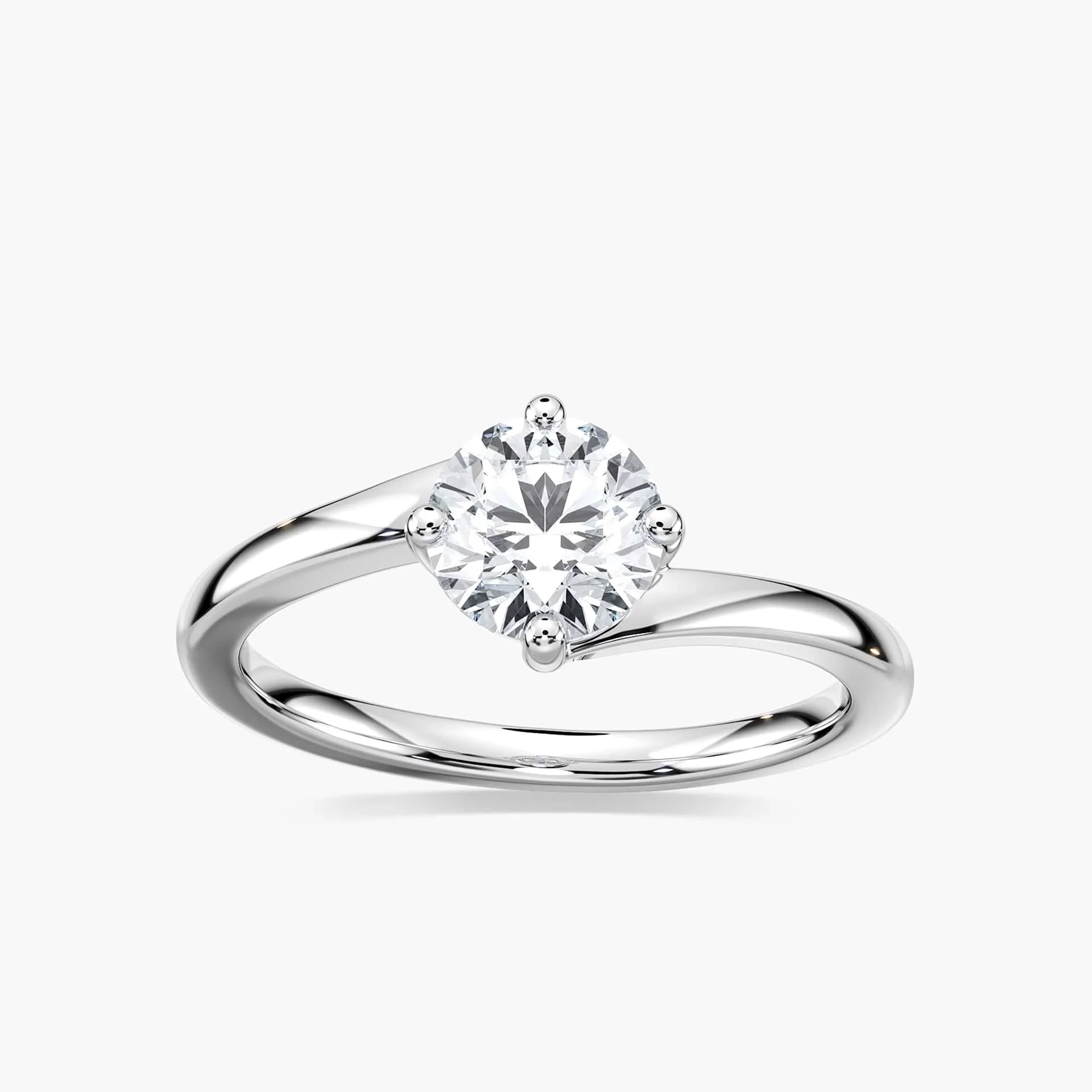 Kayla Round Lab Grown Diamond Four Prong Bypass Solitaire Engagement Ring