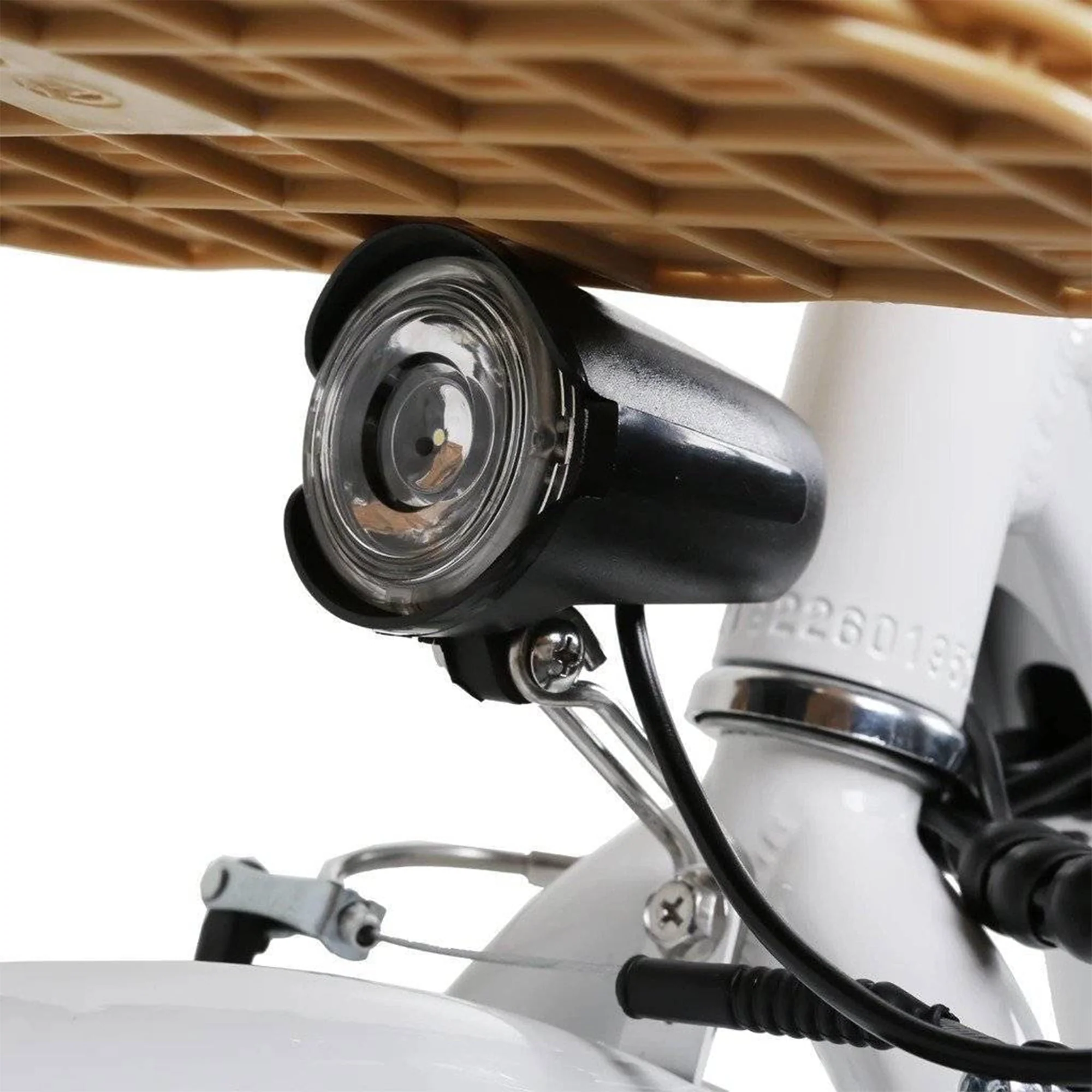 NAKTO Elegance 22in Electric Cruiser Bike with Basket, White