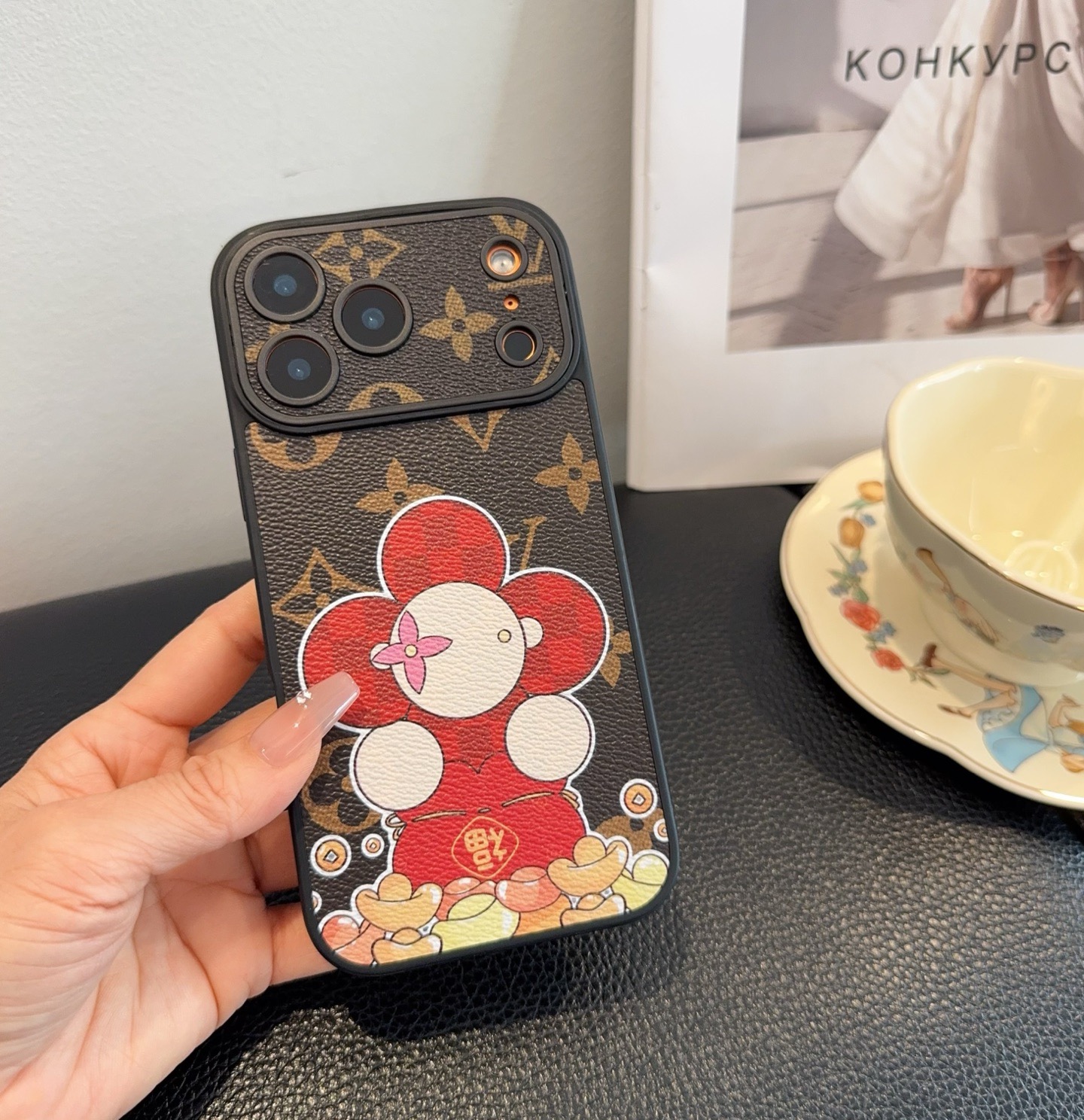 Louis Vuitton Vivienne Lucky Fortune Monogram Leather Luxury Shockproof Phone Case