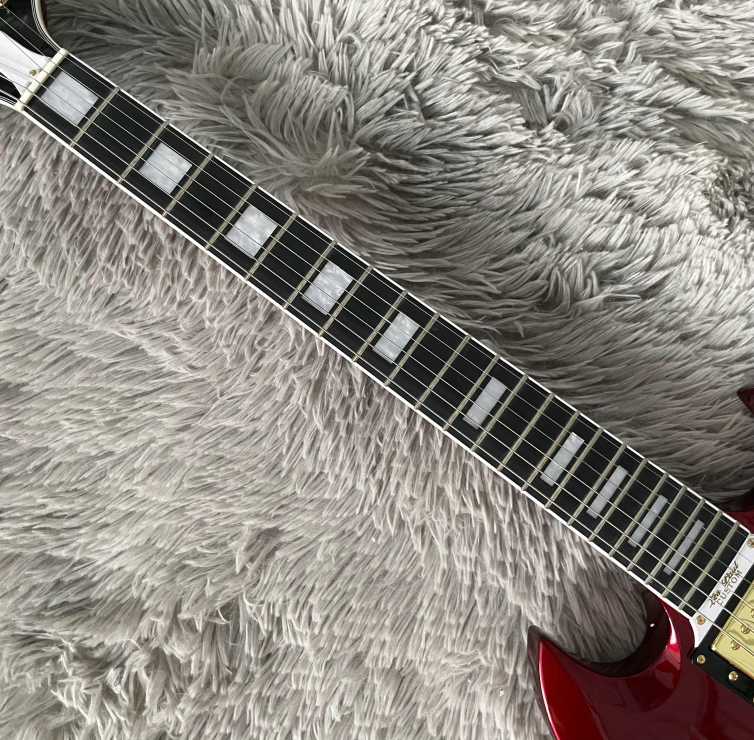 Electric Guitar Red HHH Pickups Tremolo Bridge Top Mahogany Body
