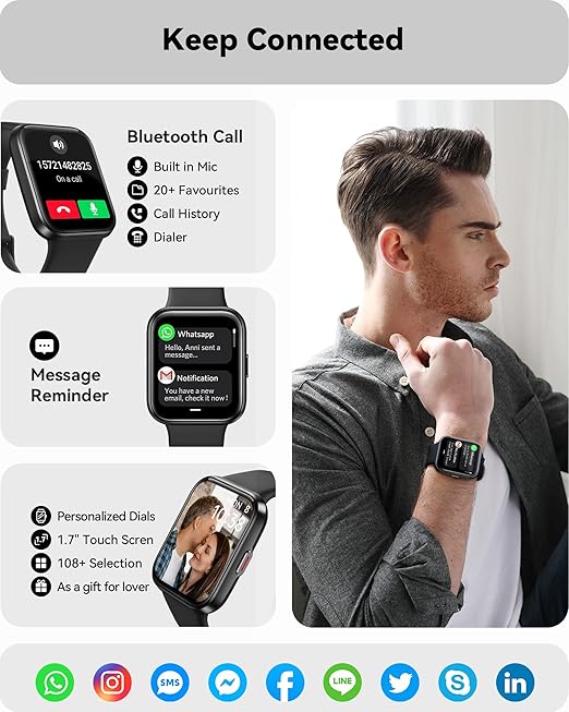 Smart Fitness Watch for Men Women(Answer/Make Call), Alexa Built-in, with Heart Rate SpO2 Sleep Monitor 100 Sports 5ATM Waterproof Activity Trackers and Smartwatches for iOS&Android Phones