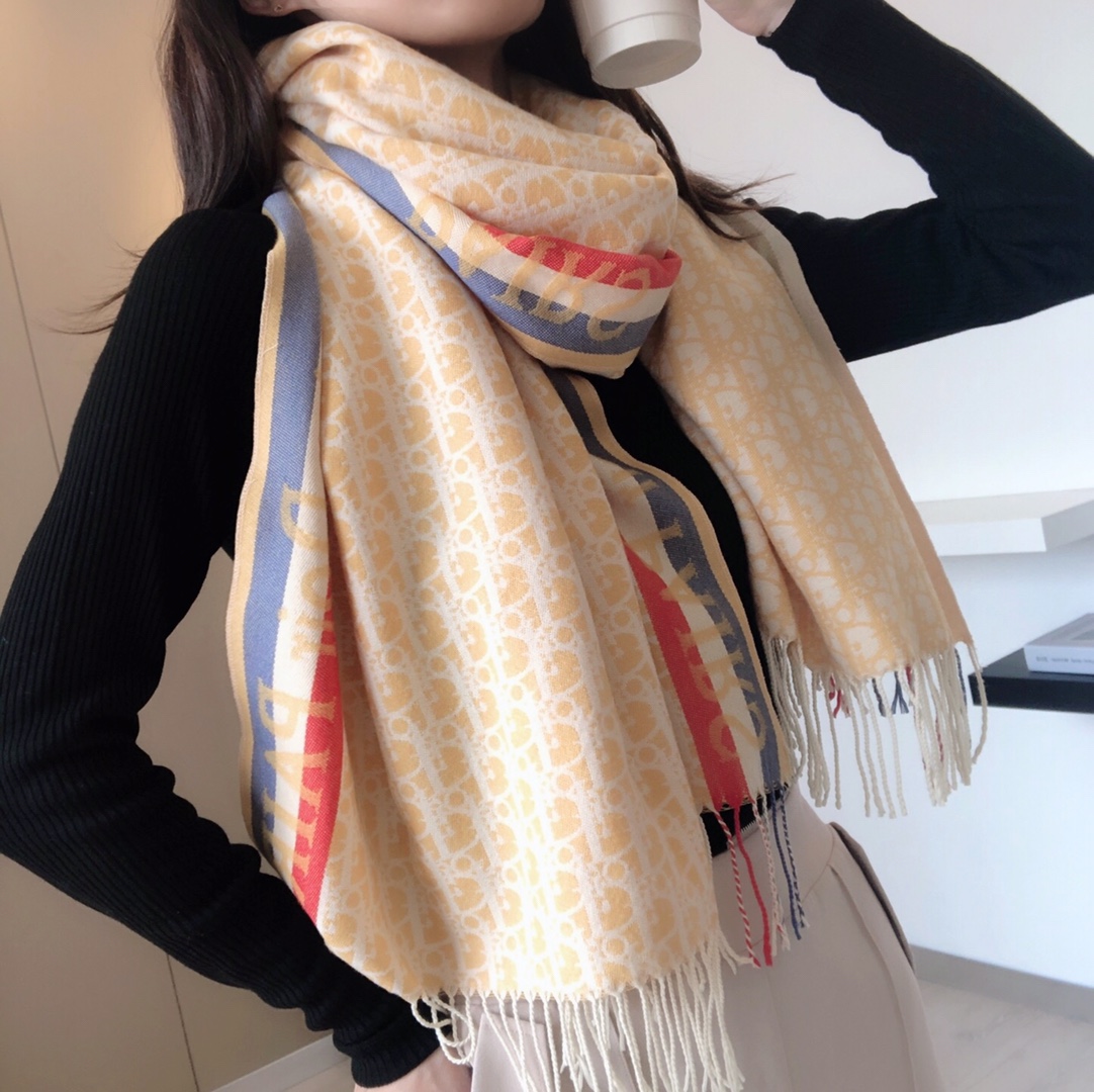 Dior Contrast Stripe Scarf Beige product images
