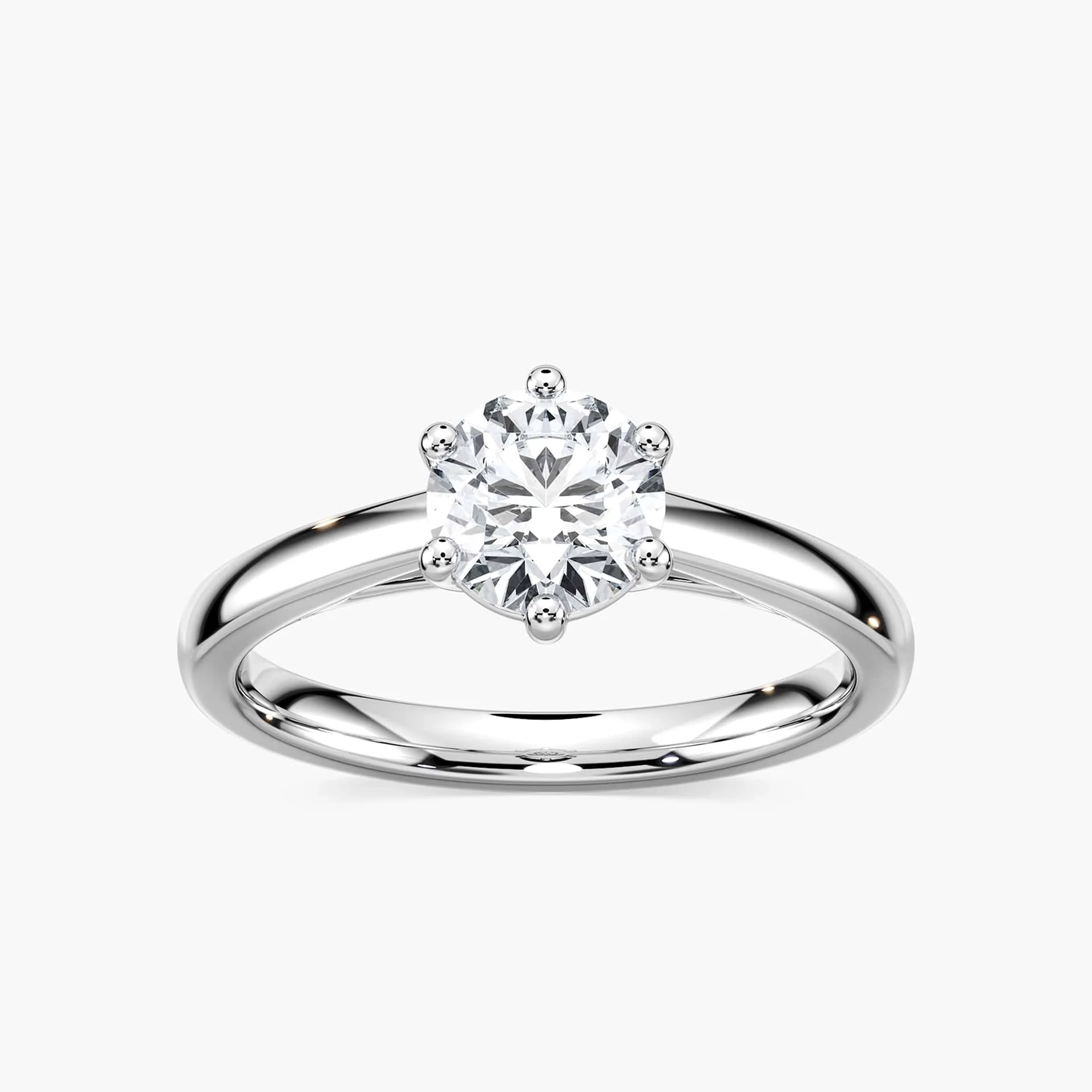 Lynn Round Lab Grown Diamond Six Prong Solitaire Engagement Ring