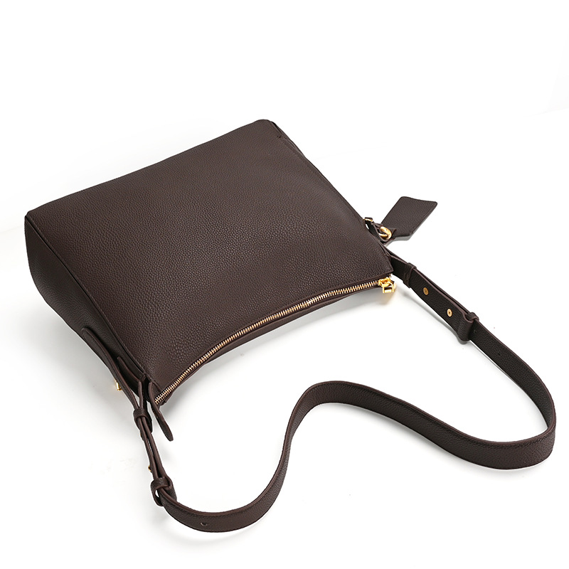 Luxury Dark Brown Leather Hobo Bag