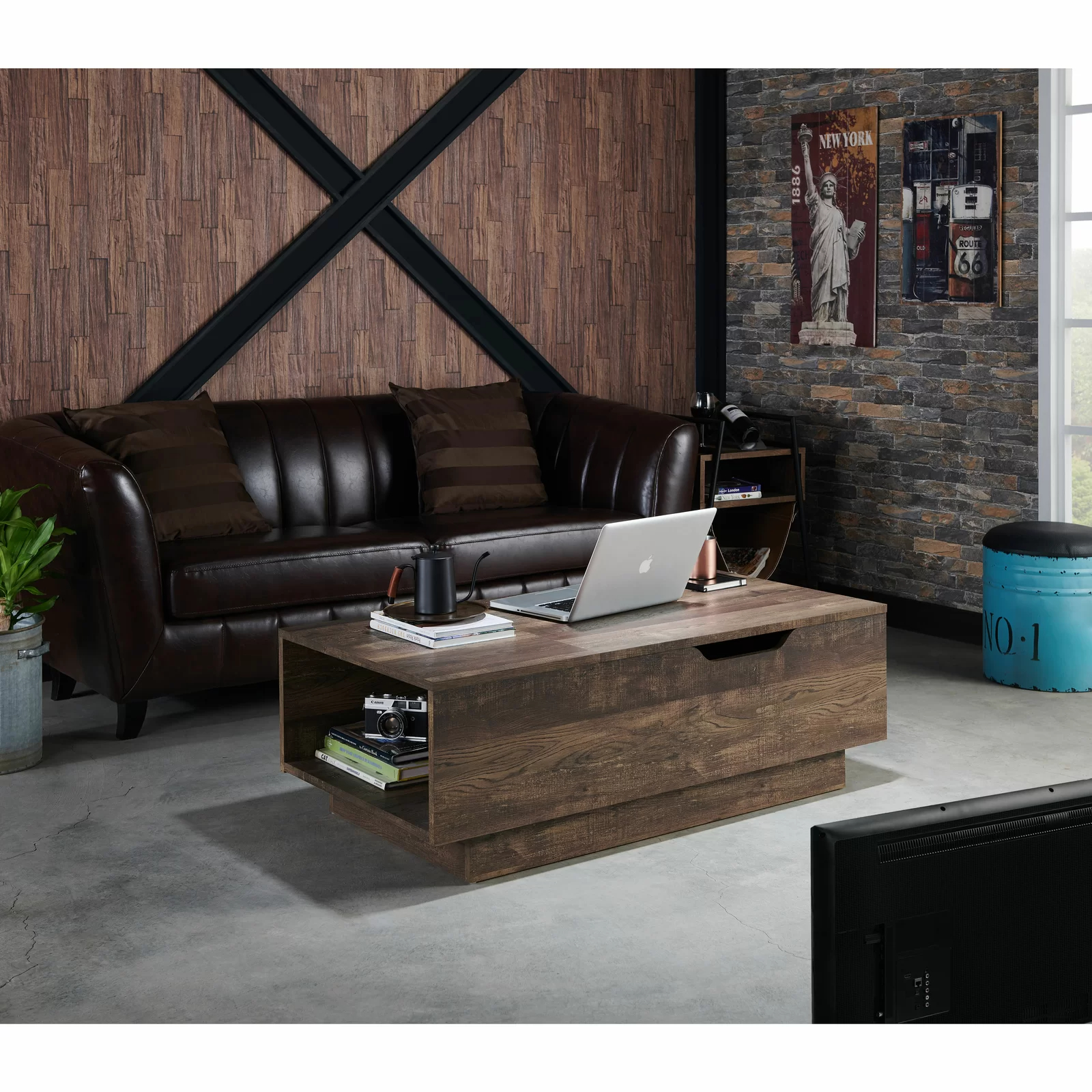 Kianna Lift Top Block Coffee Table with Storage