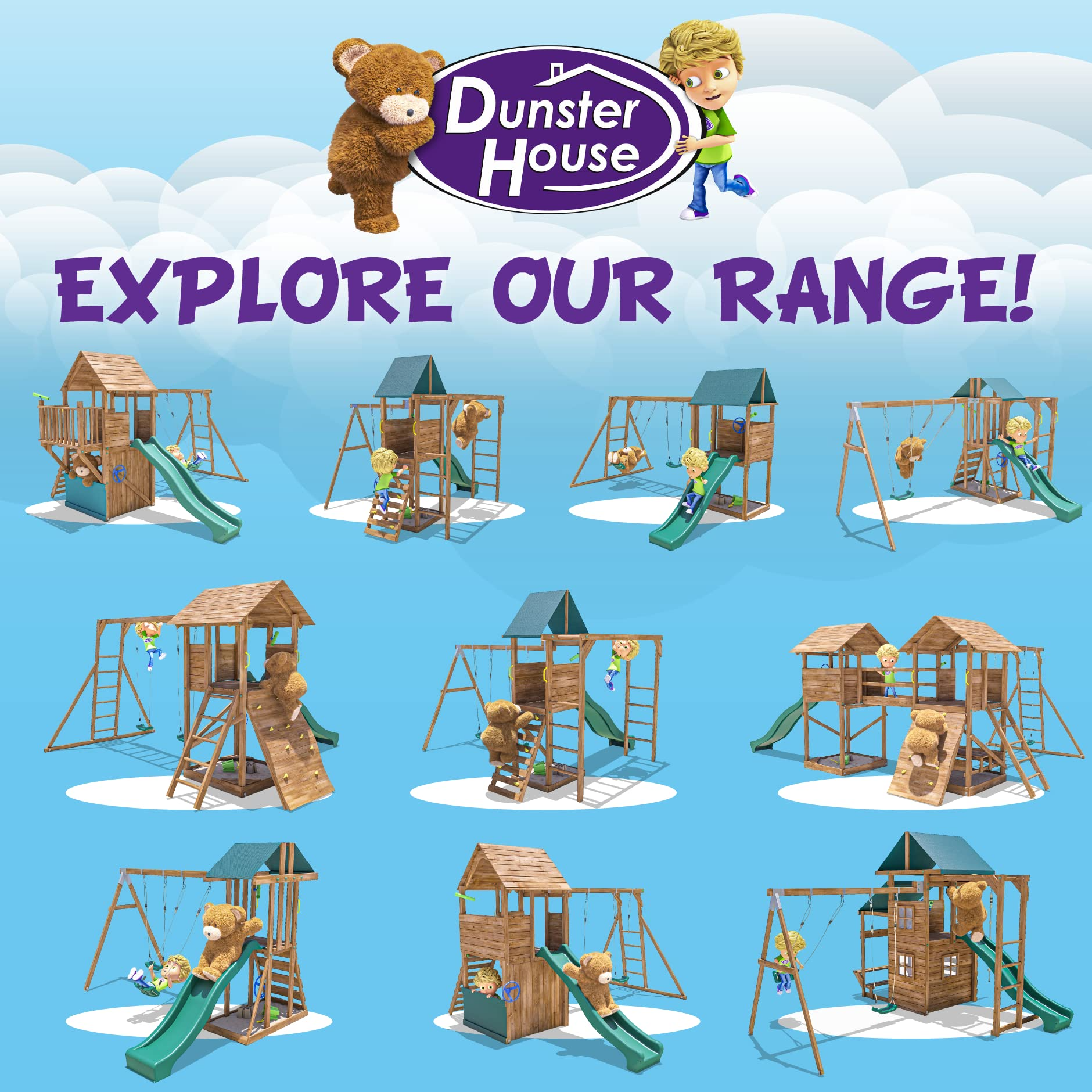 Wooden Playhouse Climbing Frame Childrens Play