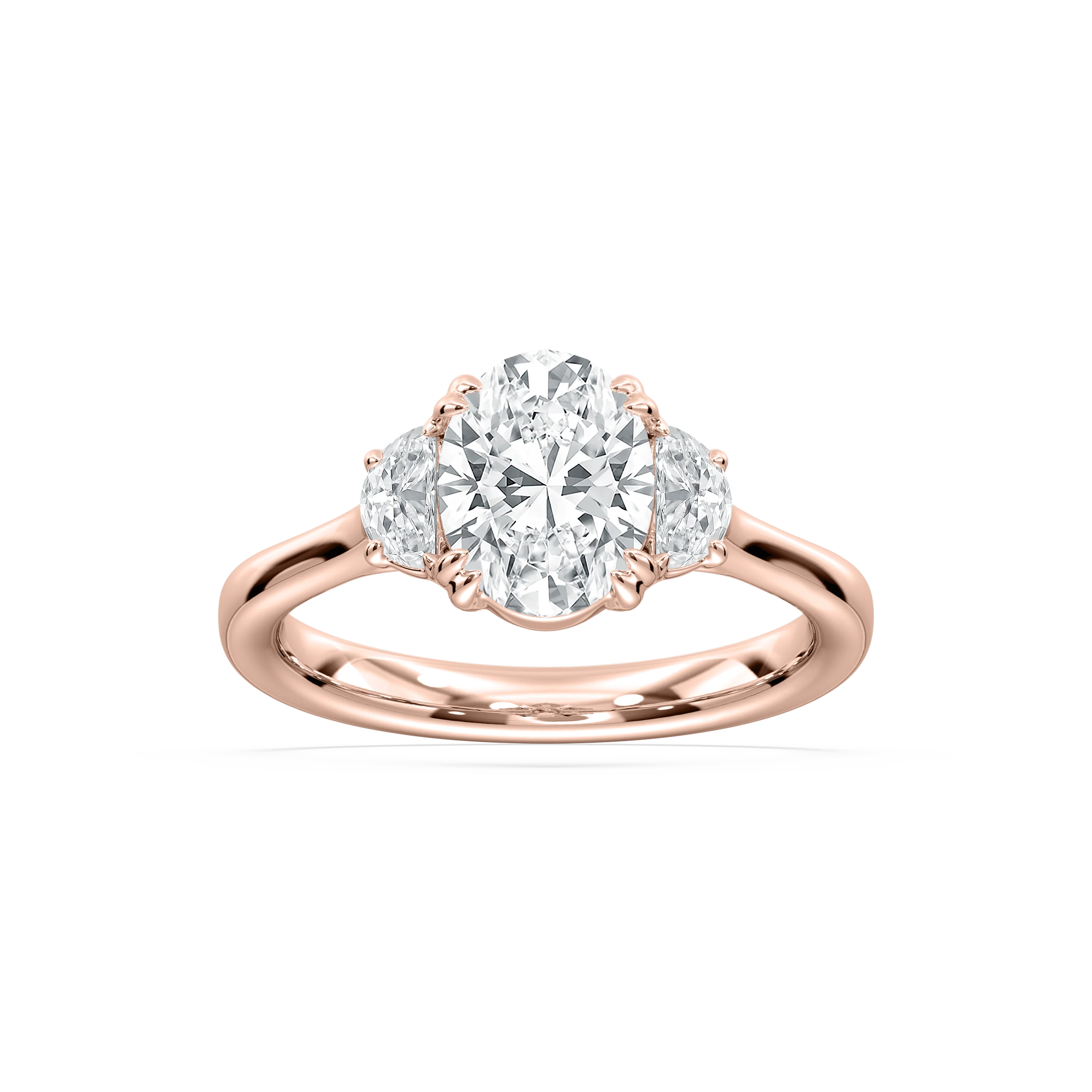 Luna 2 ½ ctw Oval Lab Grown Diamond Half Moon Double Prong Engagement Ring