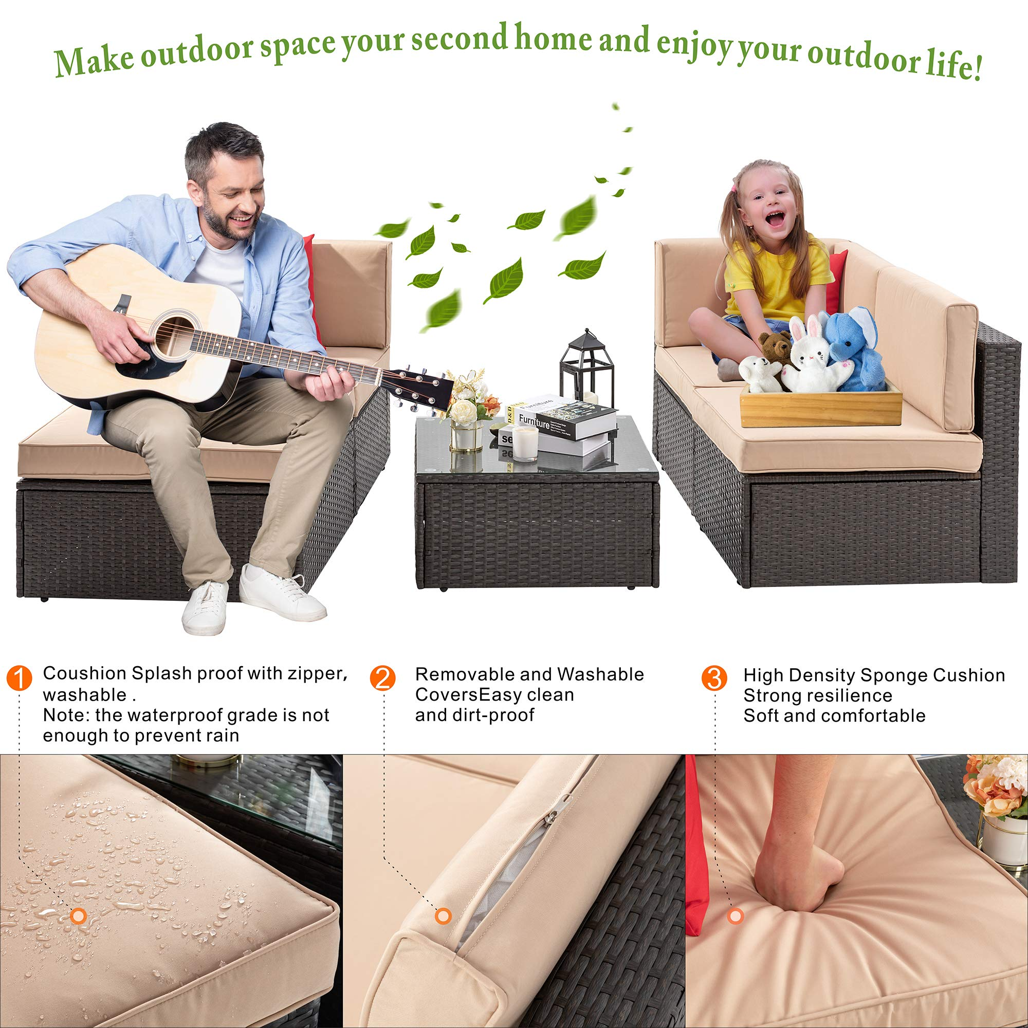 5 Pcs Patio Furniture Sets