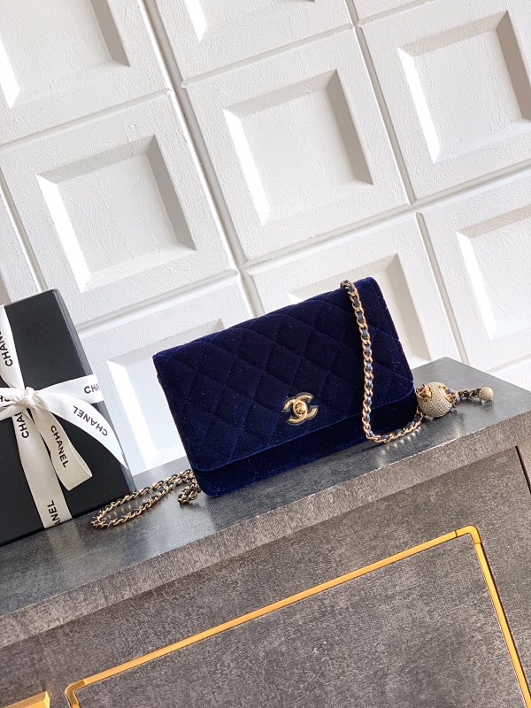 Chanel Velvet WOC Navy Bag