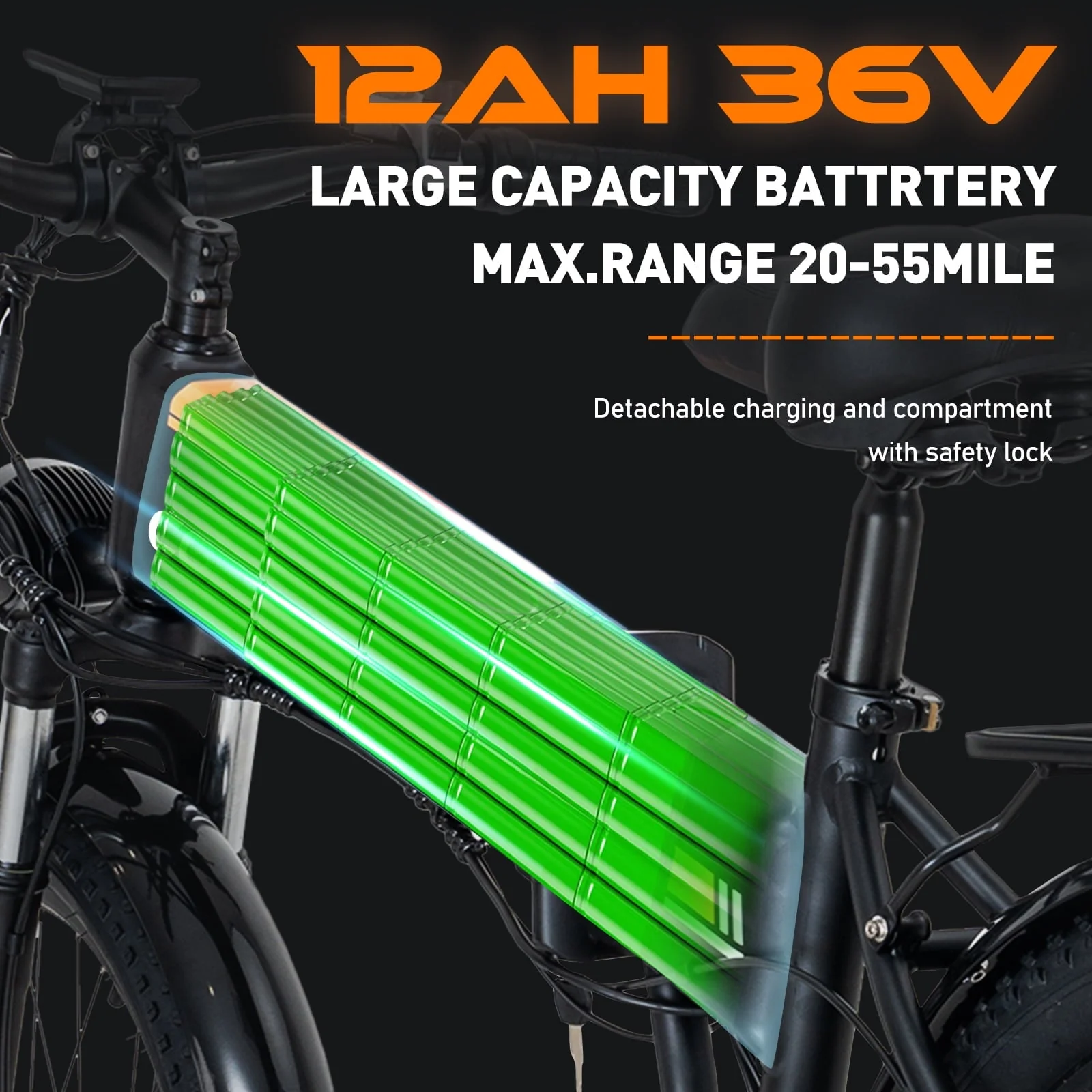 COLORWAY 26in Folding Electric Bike, 500W, 36V 12Ah