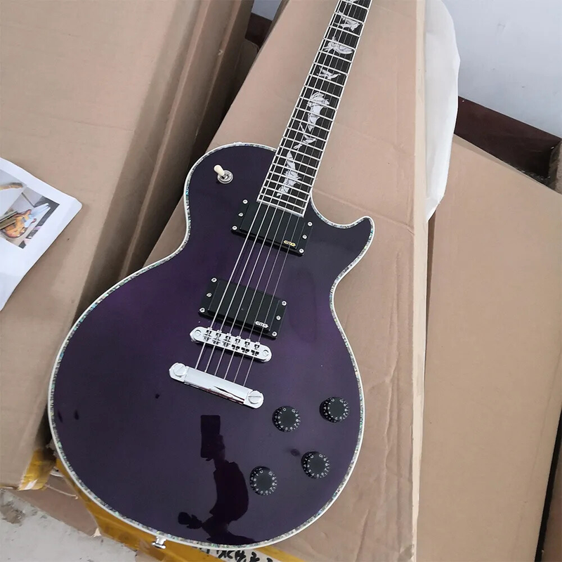 6 Strings Purple Electric Guitar EMG Pickups Rosewood Fretboard Abalone Binding