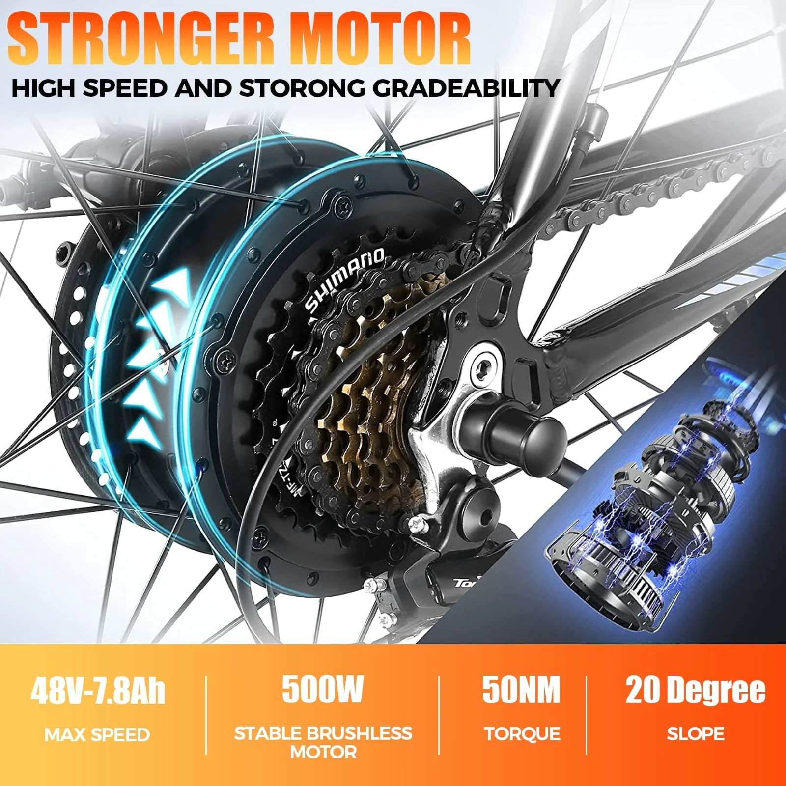 ANCHEER 26in Electric Mountain Bike, 500W, 48V 7.8Ah