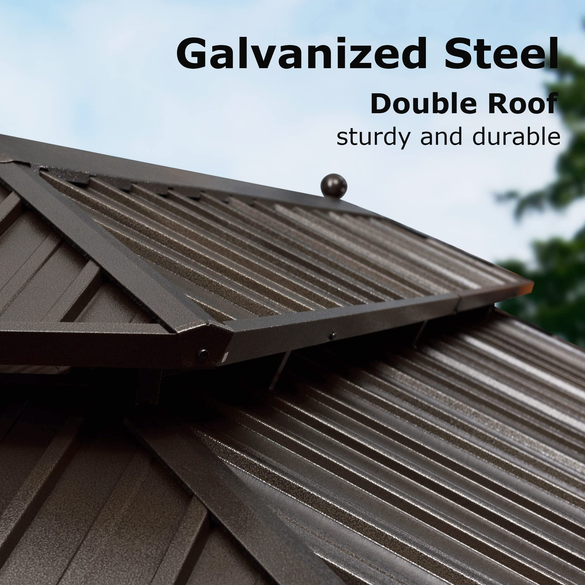 Hardtop Gazebo Pavilion for Deck Backyard Heavy Duty Sunshade
