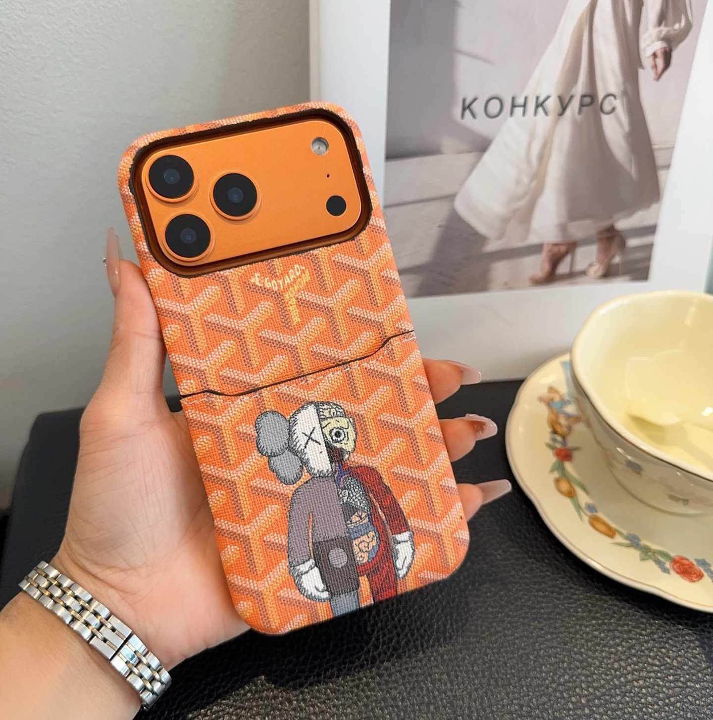 Goyard X KAWS Skeleton Collage Monogram Card Holder Luxury Phone Case