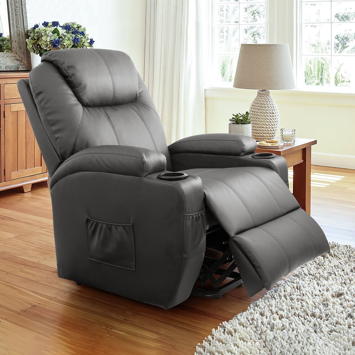 Faux Leather Power Lift Recliner Chair with Massage and Heating