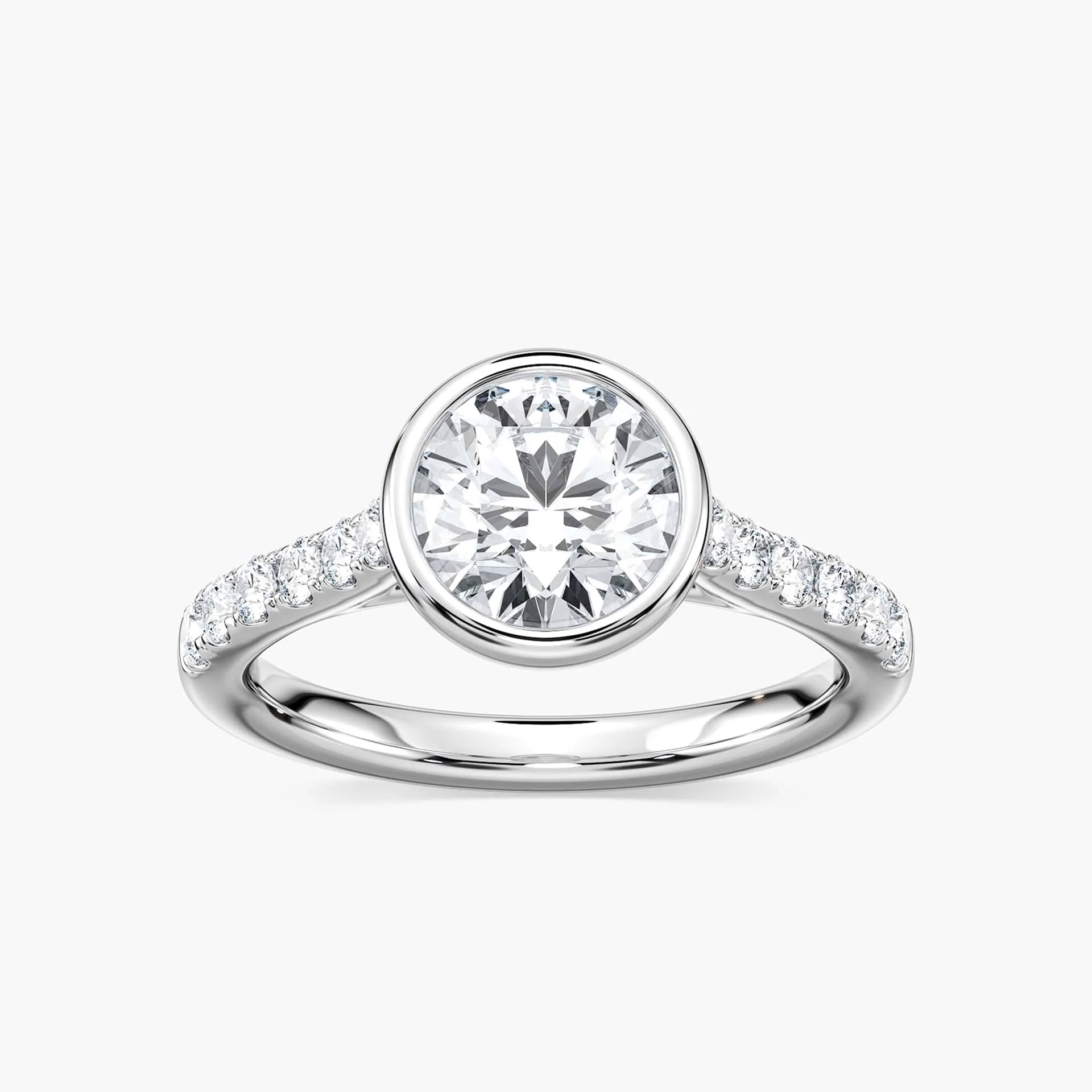 Sofia Round Lab Grown Diamond Bezel Side Stone Engagement Ring