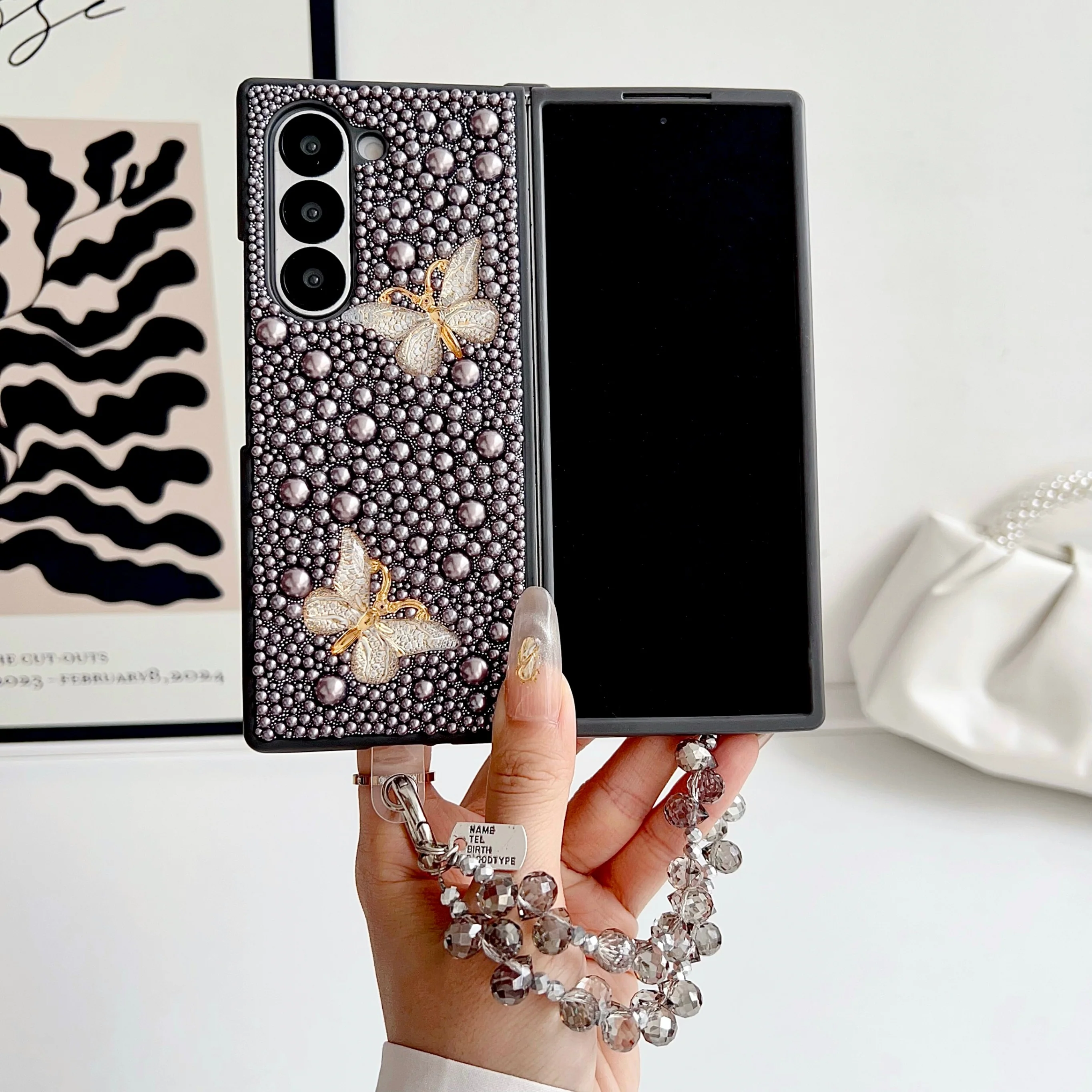 Galaxy Z Fold 3 Protective Case Glitter - back view