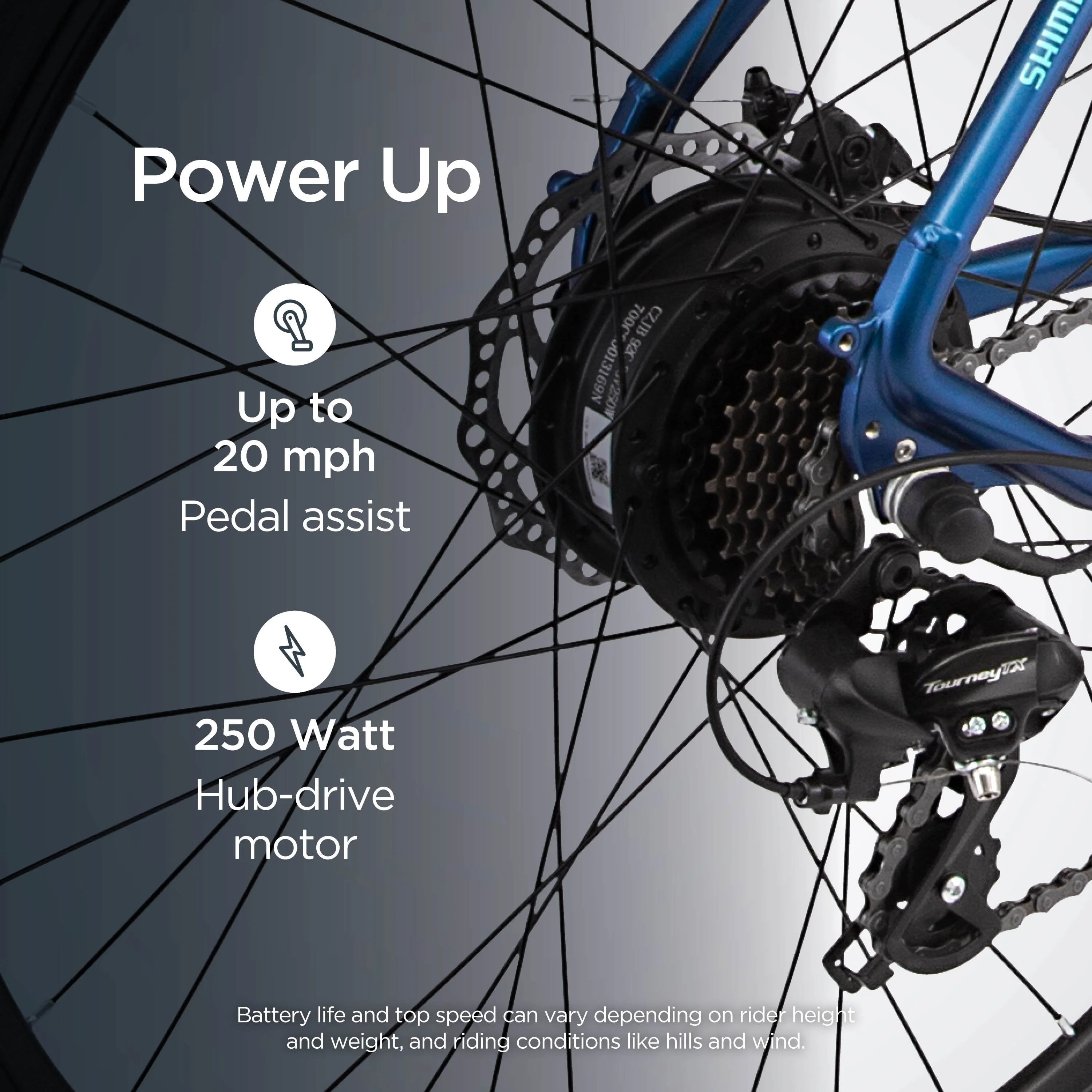 Schwinn Wanderlust 700c Step-Through Electric Bike, 250W, Matte Blue