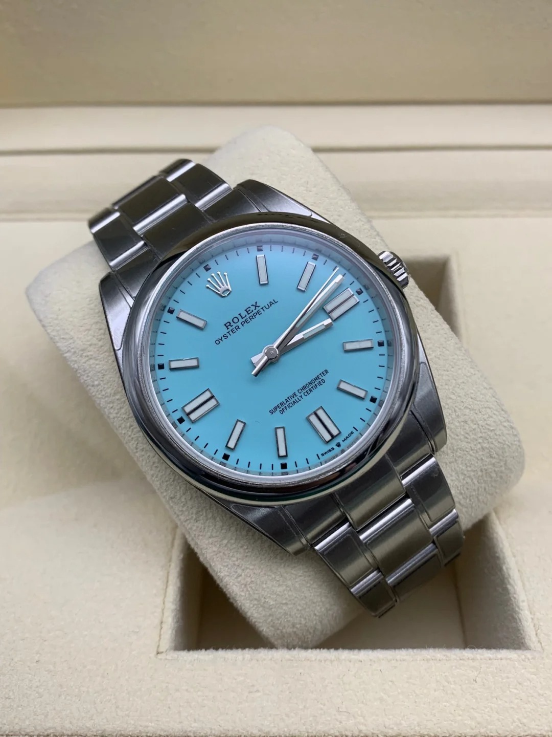 【Super Clone】ROyster Perpetual 41mm Swiss Replica Watch Tiffany Dial Ref 124300