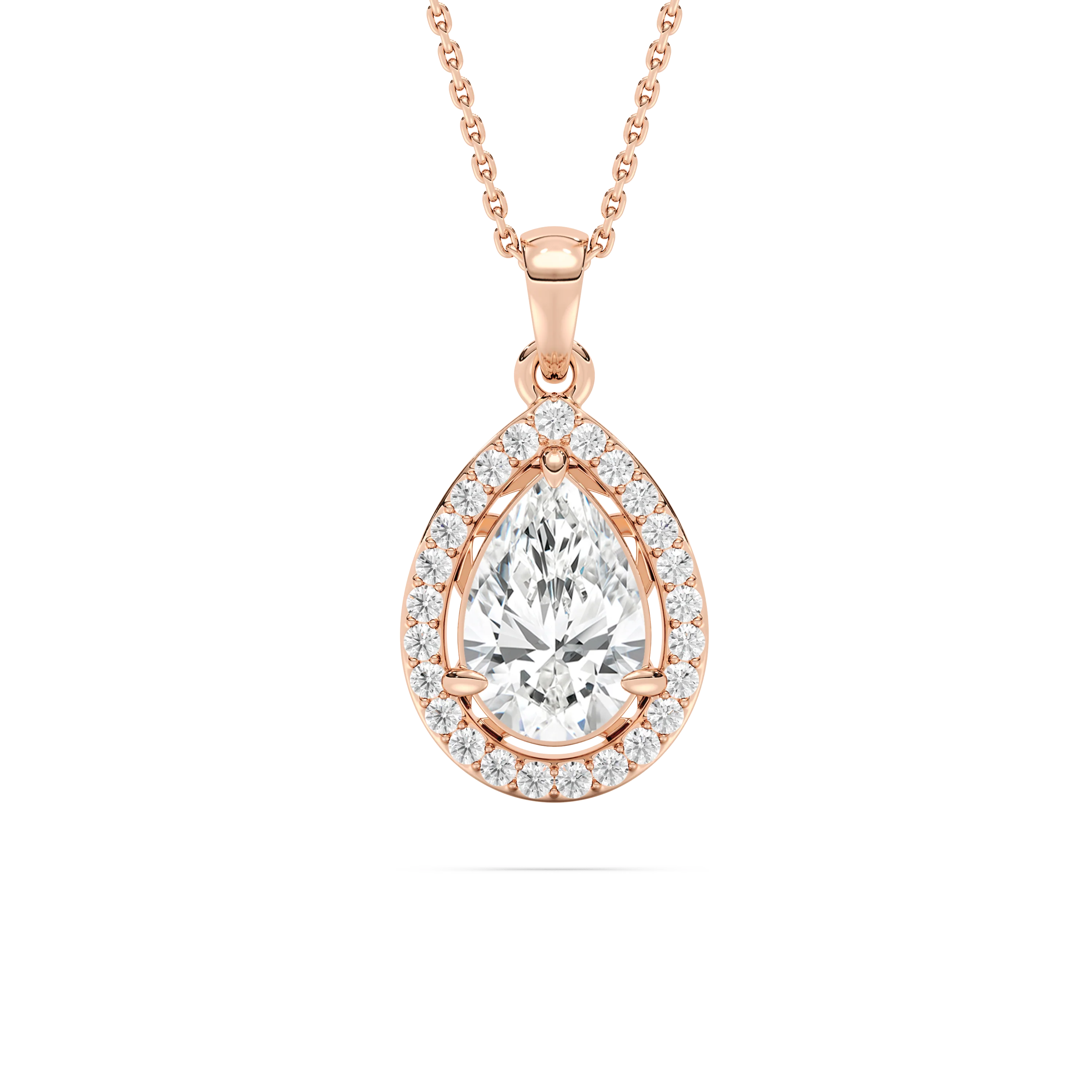 1 ¹⁄₁₅ ctw Pear Lab Grown Diamond Single Bail Halo Pendant  - 18 Inches