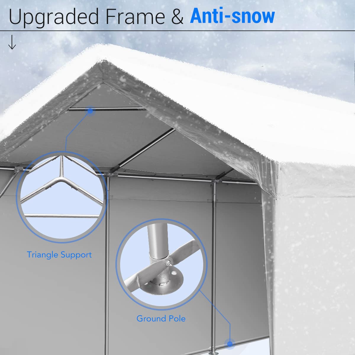 12x20 ft Upgraded Heavy Duty Carport with Removable Sidewalls