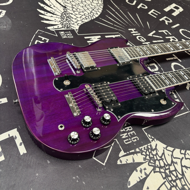 Purple Limited Edition SG 1275 Double Neck Electric Guitar Solid 12/6 Jimmy Page
